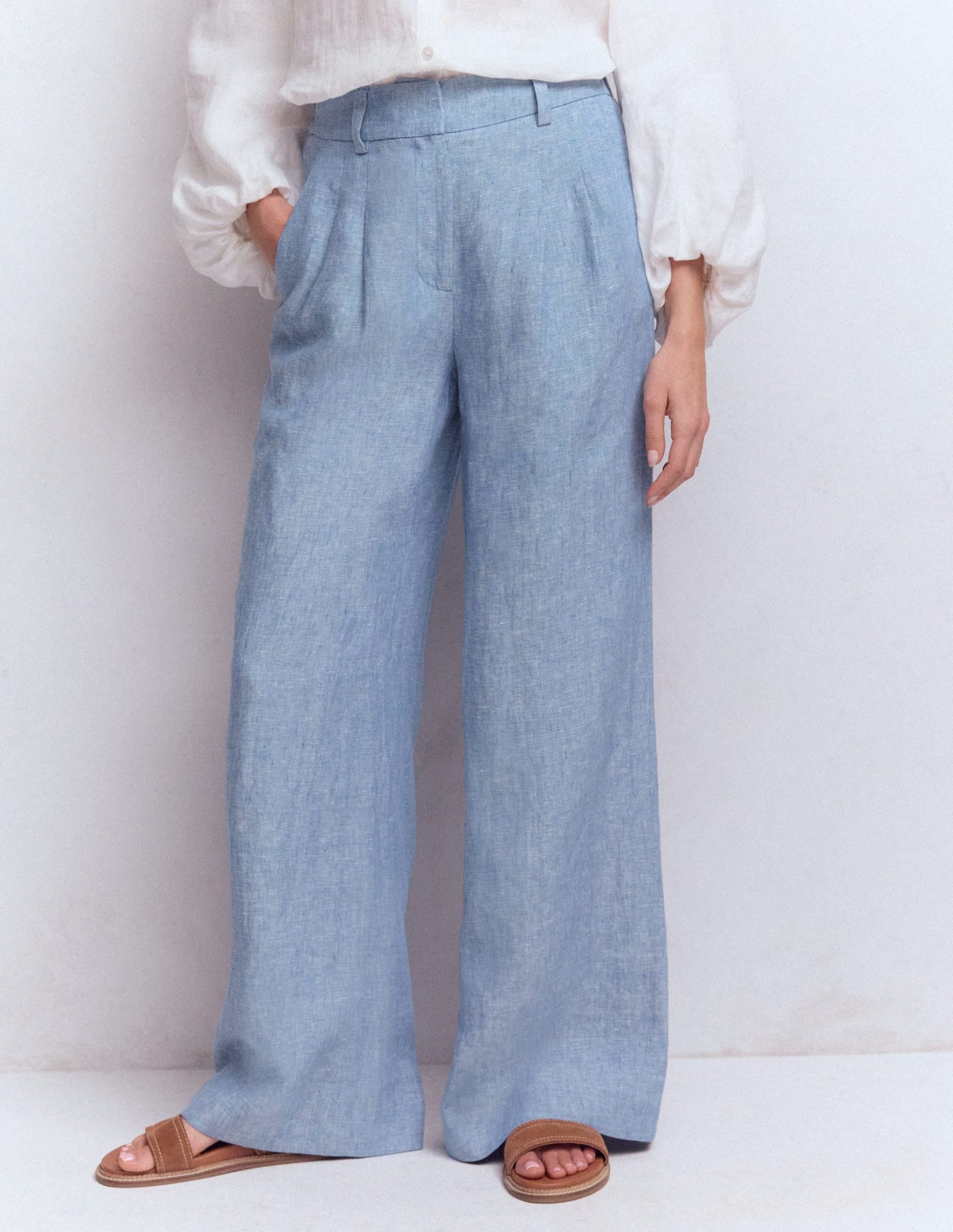 Kensington Linen Pants-Blue Chambray - Image 4