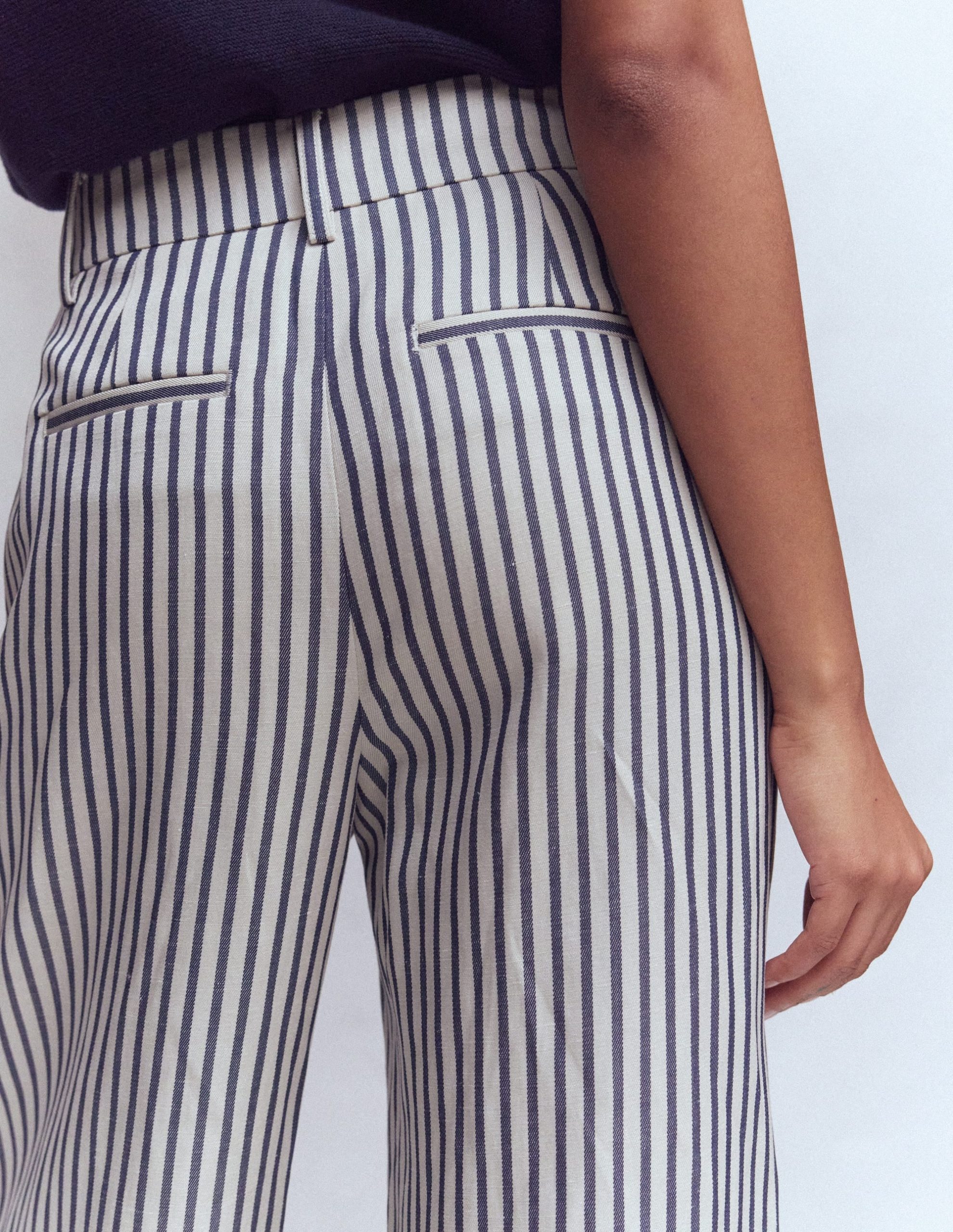 Kensington Wide Leg Pants-Blue and Ivory Stripe - Image 2