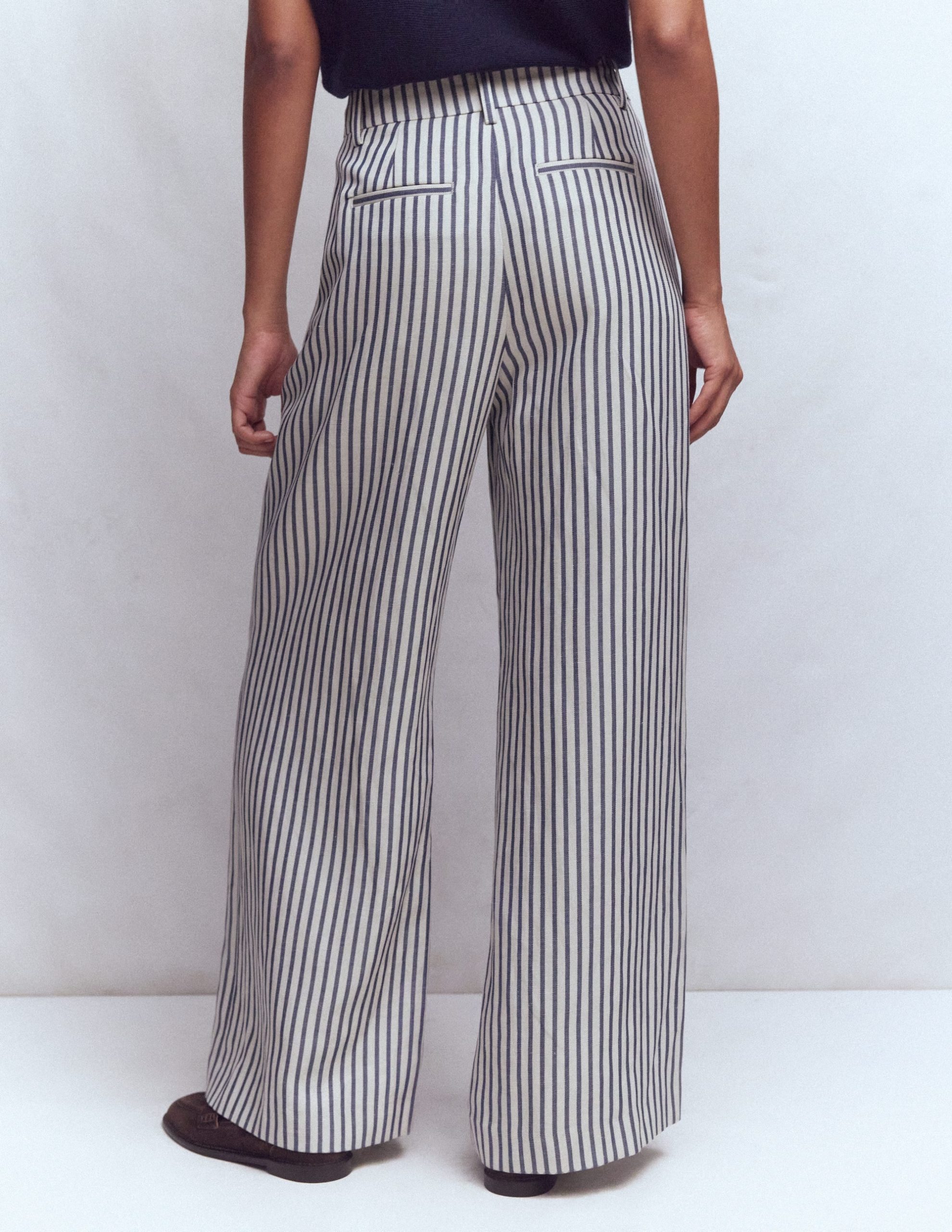 Kensington Wide Leg Pants-Blue and Ivory Stripe - Image 3