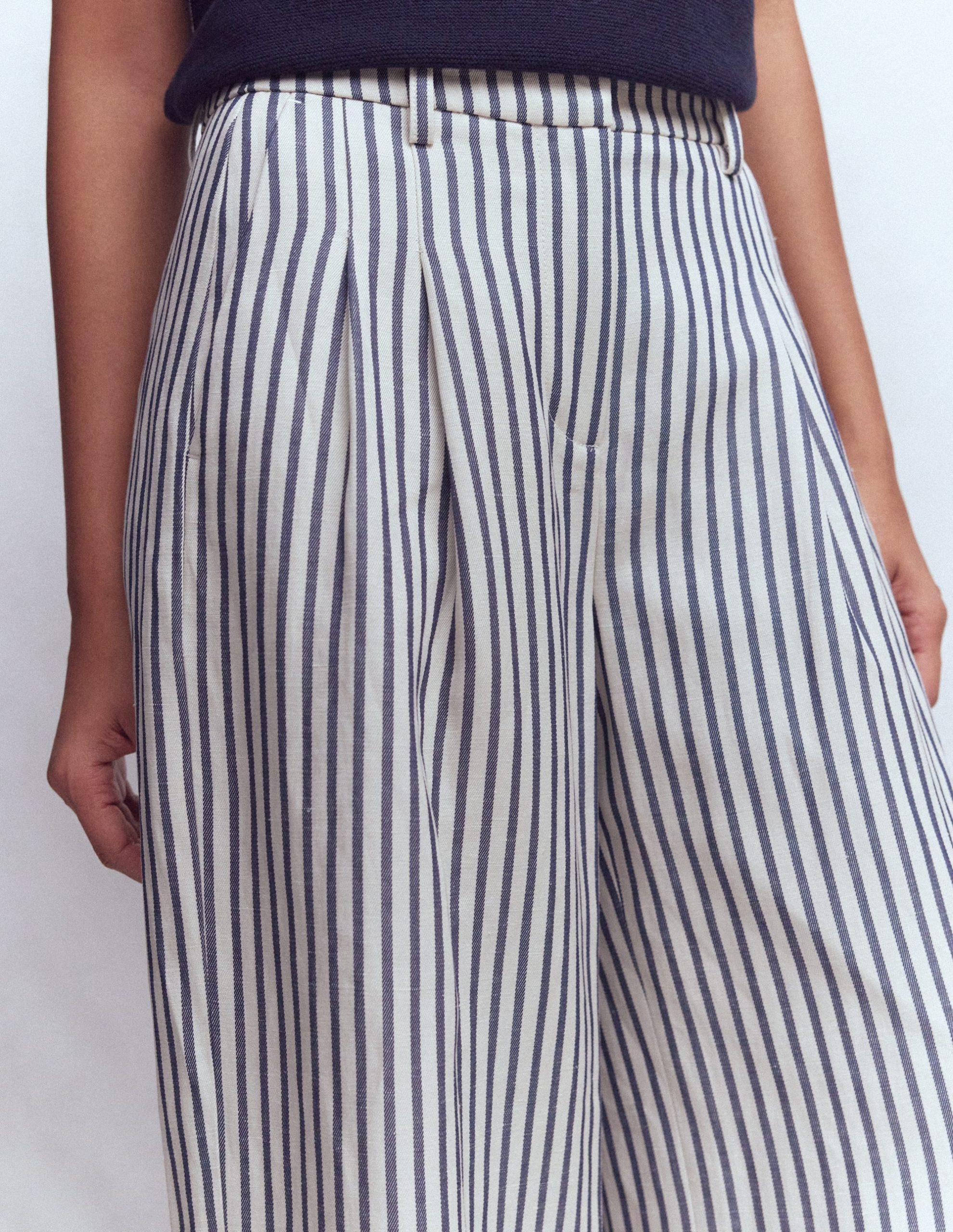 Kensington Wide Leg Pants-Blue and Ivory Stripe - Image 5