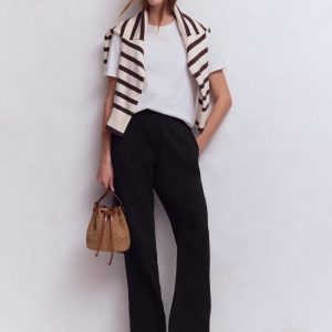 Pull On Double Cloth Pants-Black