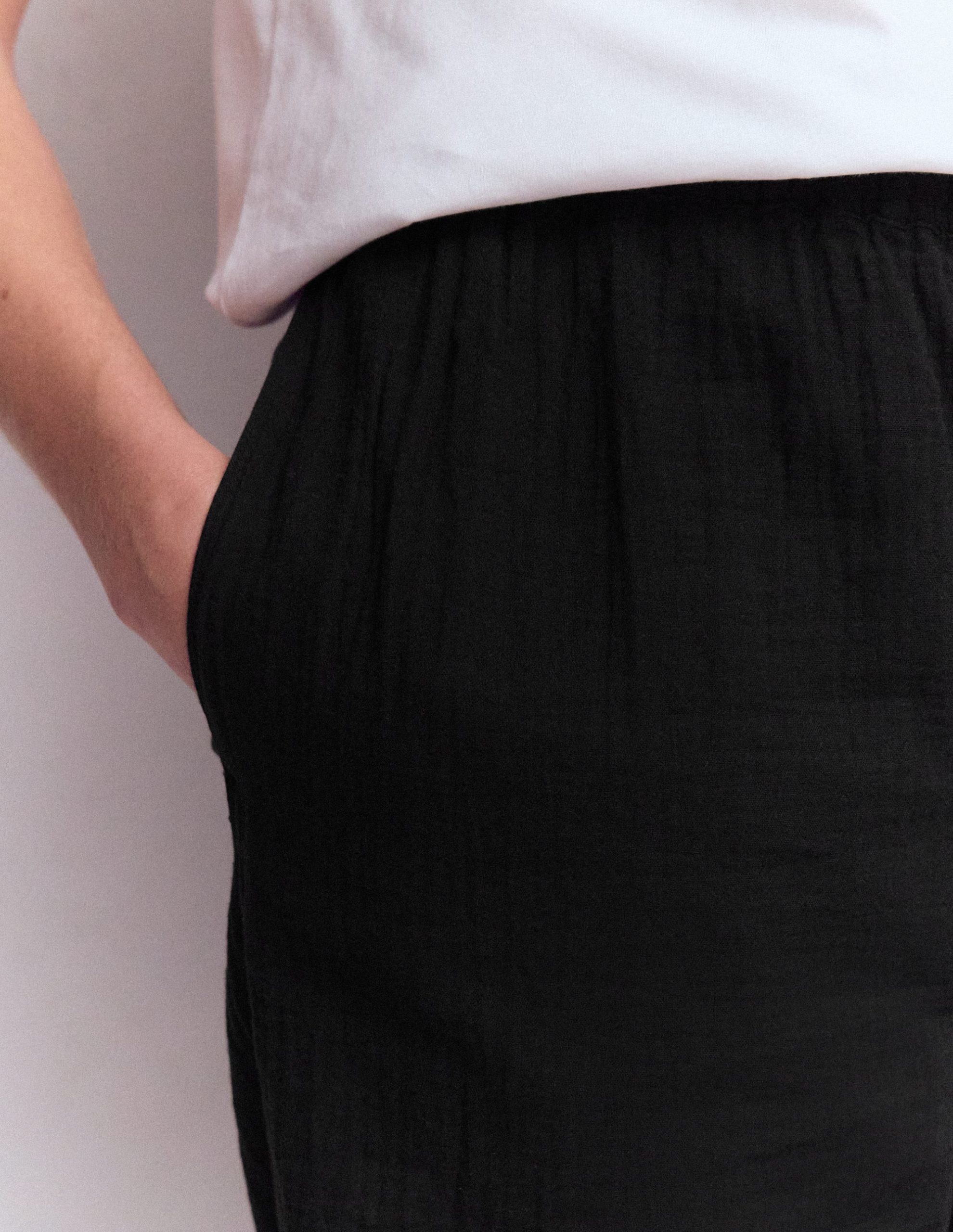 Pull On Double Cloth Pants-Black - Image 2