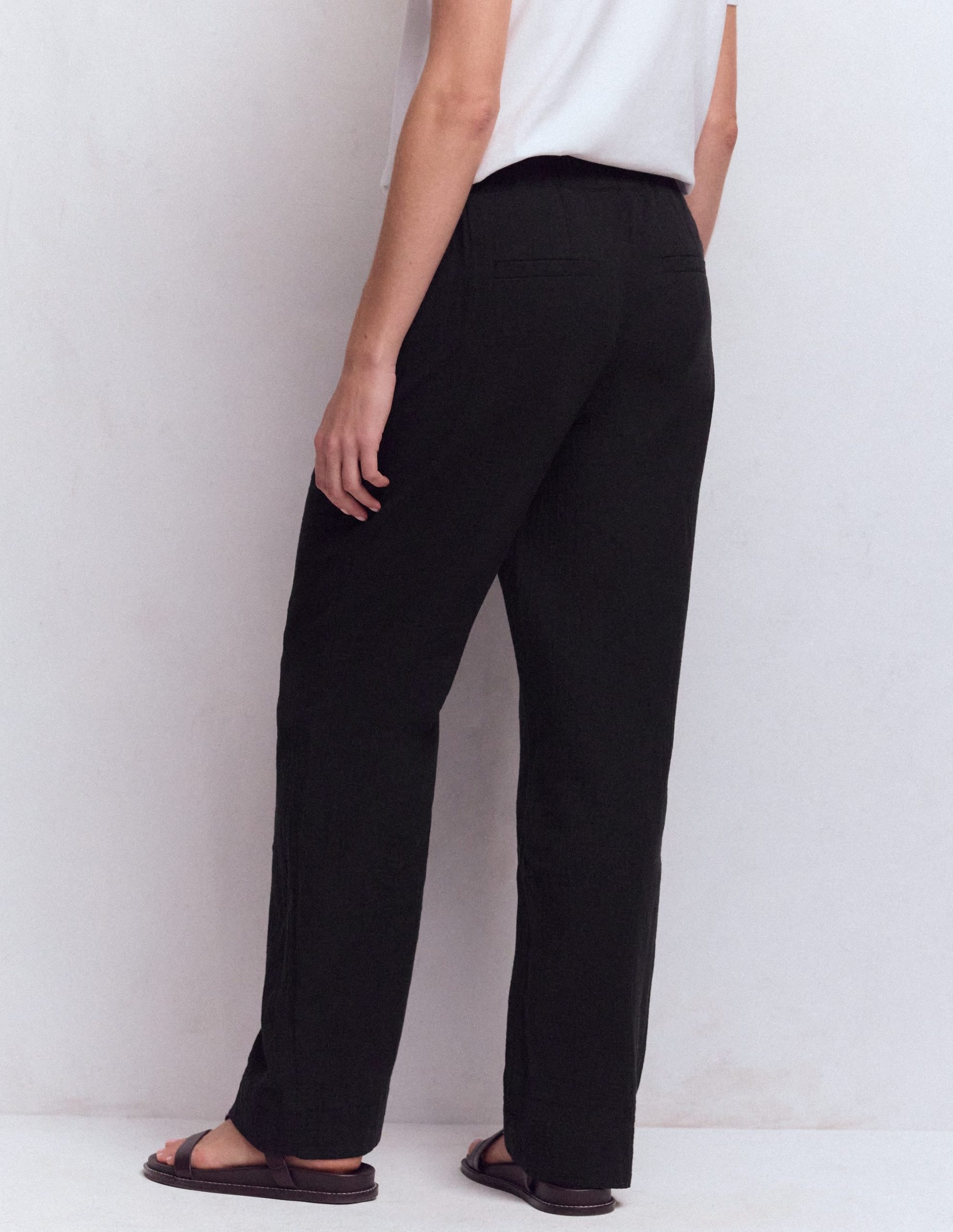 Pull On Double Cloth Pants-Black - Image 3