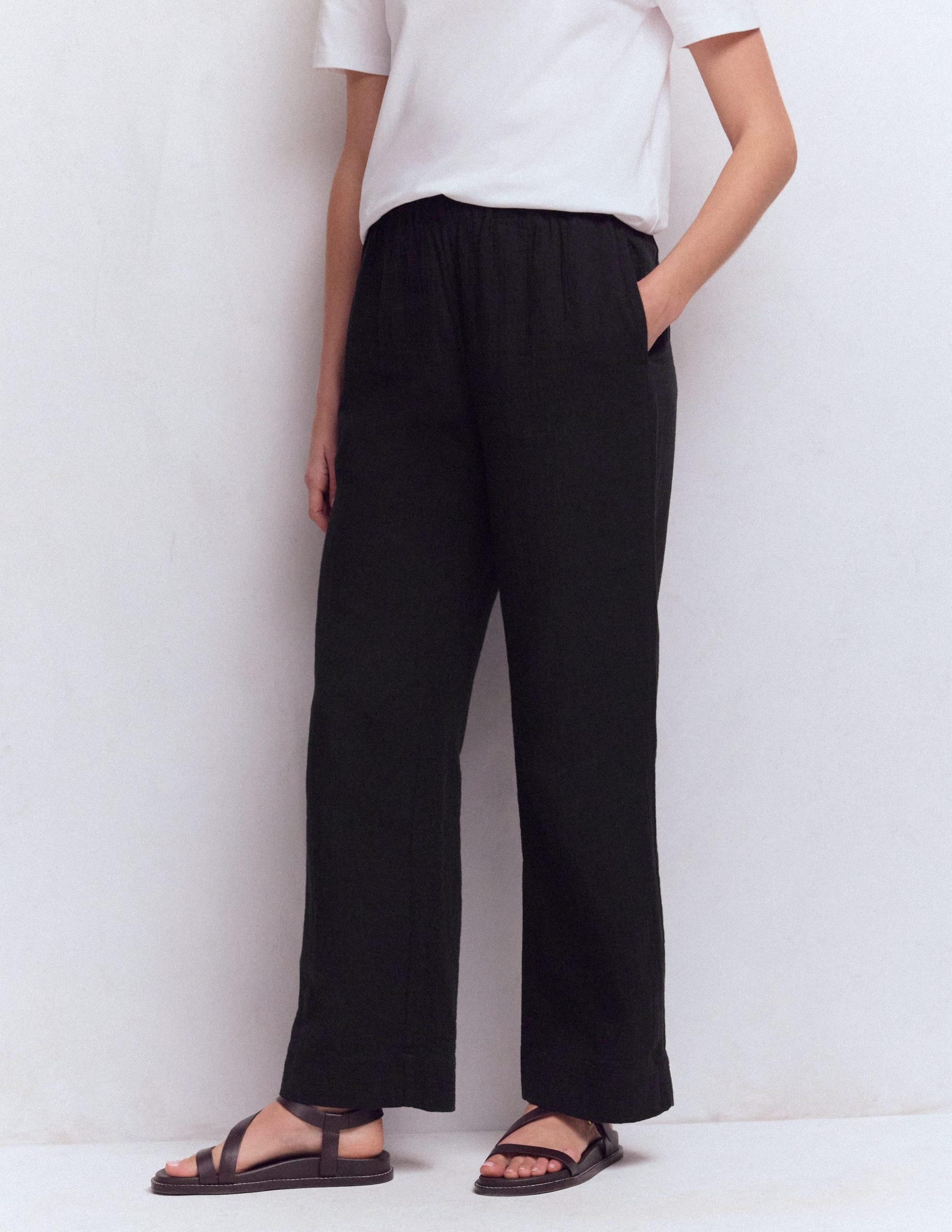 Pull On Double Cloth Pants-Black - Image 4