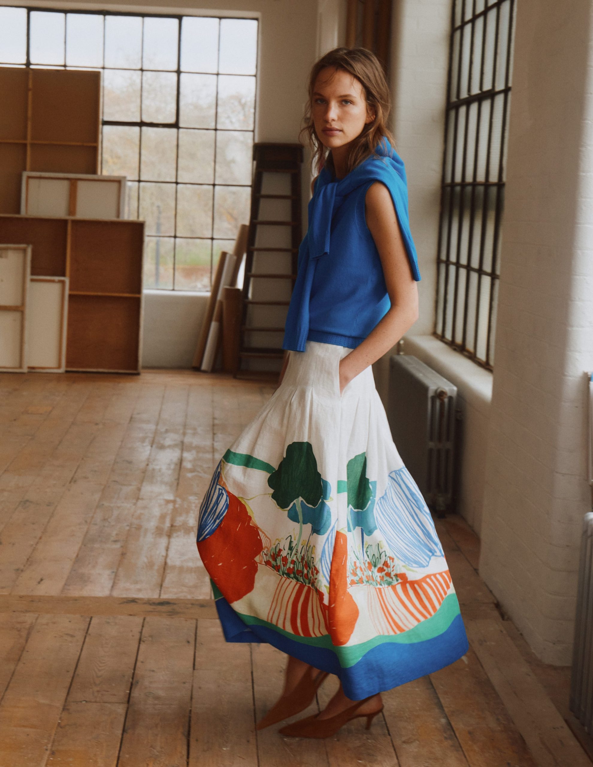 Valentina Linen Skirt-Multi. Abstract Valley - Image 6