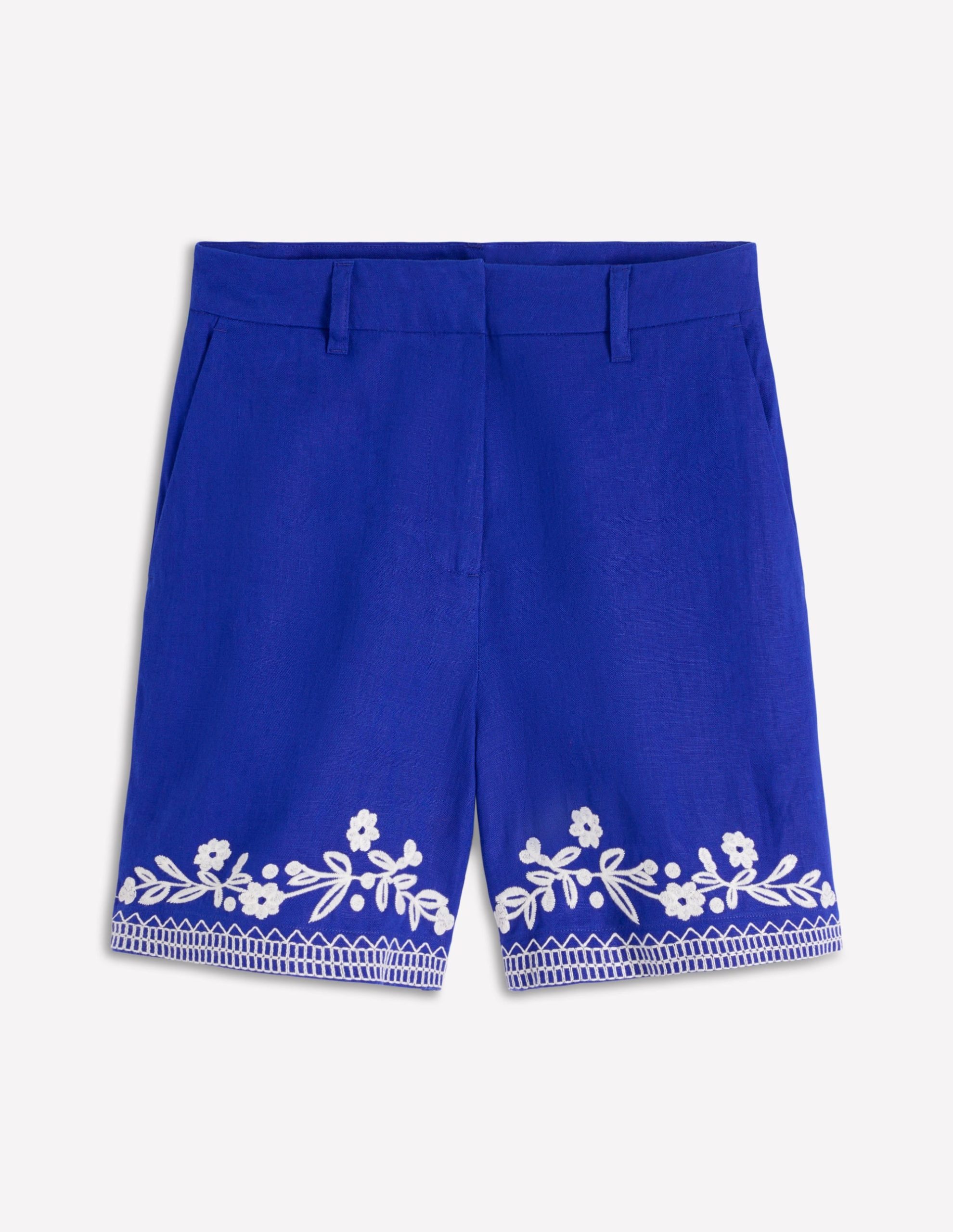 Belgravia Linen Shorts-Bright Blue Embroidery - Image 5