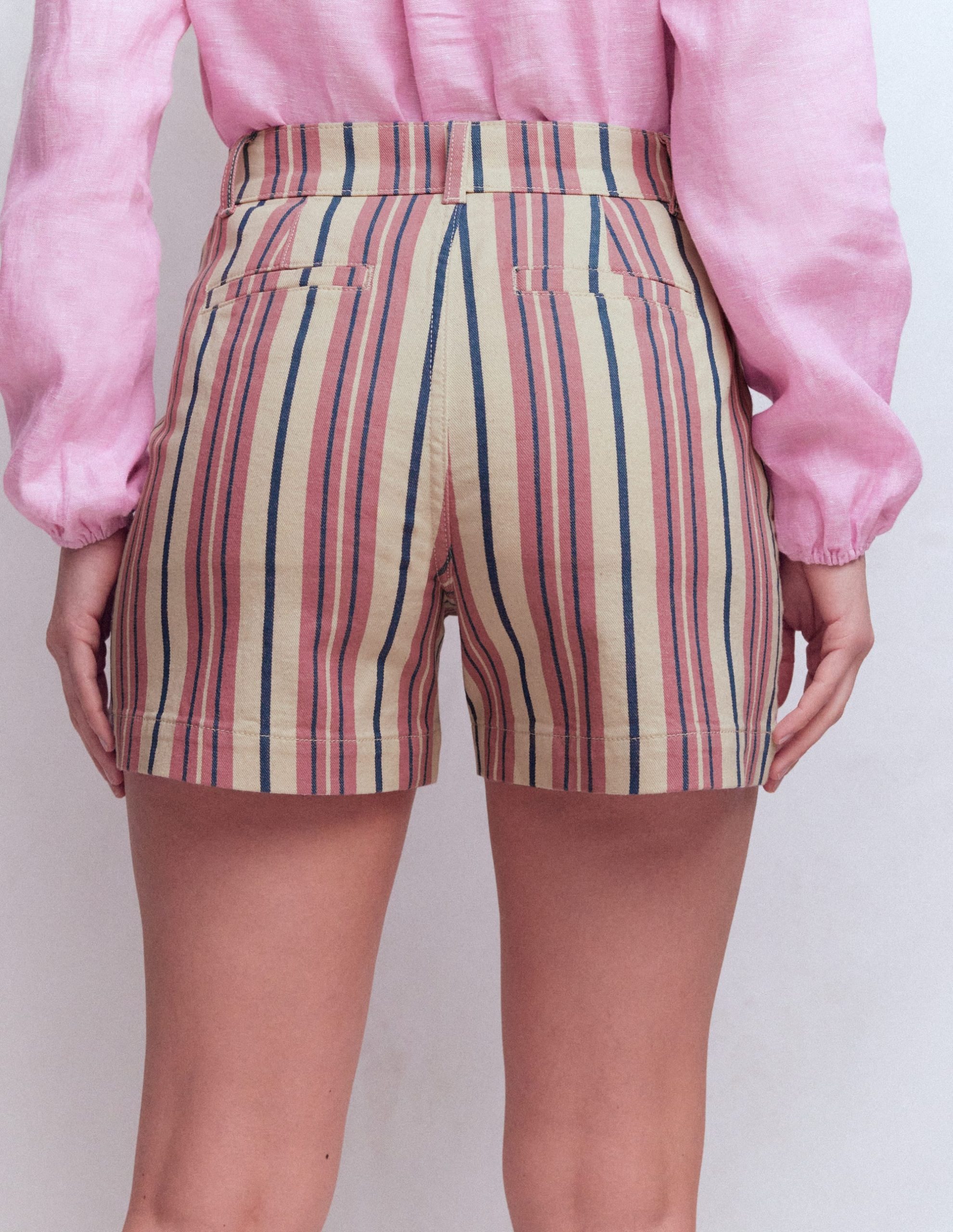 Primrose Denim Shorts-Pink Stripe - Image 3