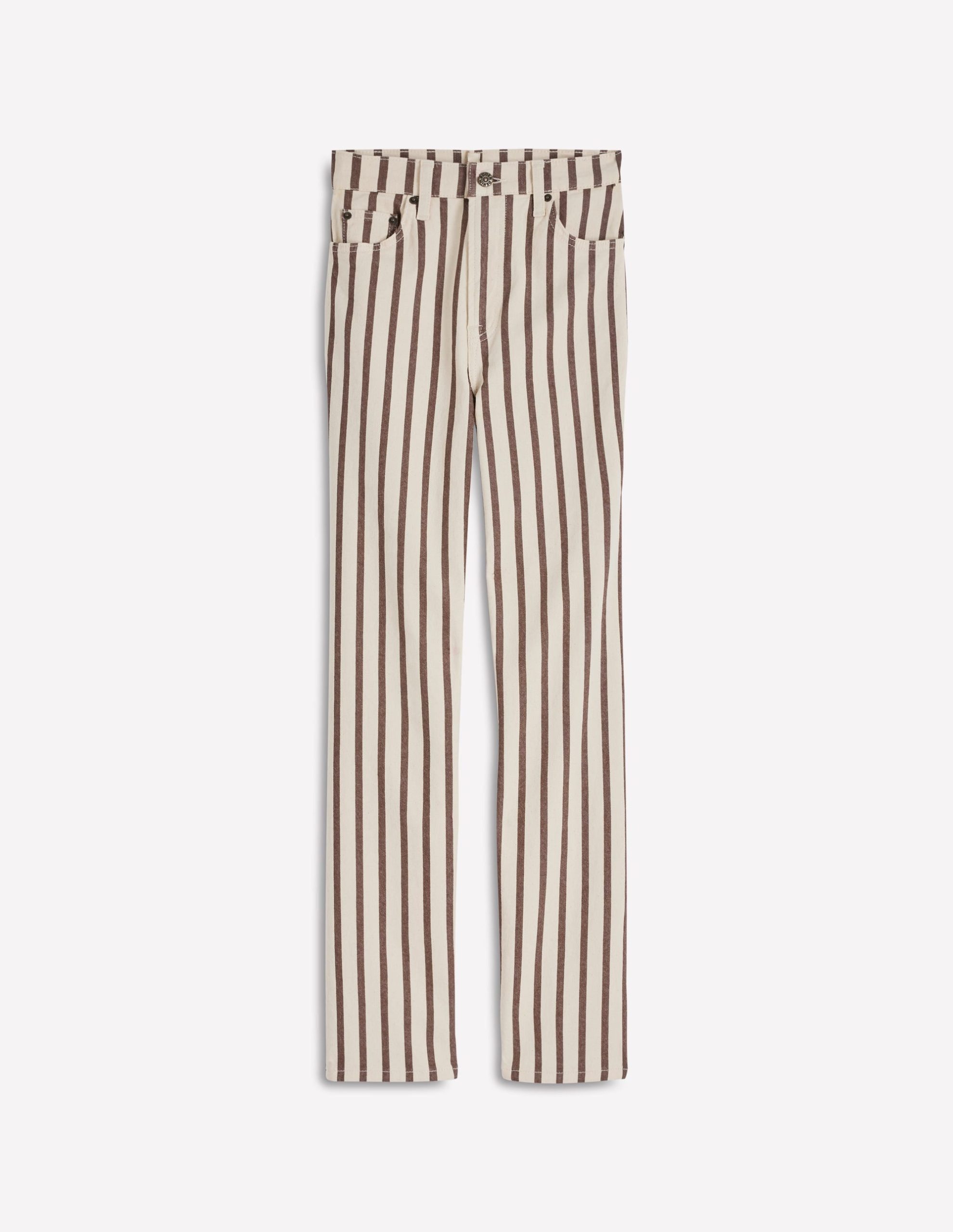 High Rise Straight Jeans-Brown Ecru Stripe - Image 7