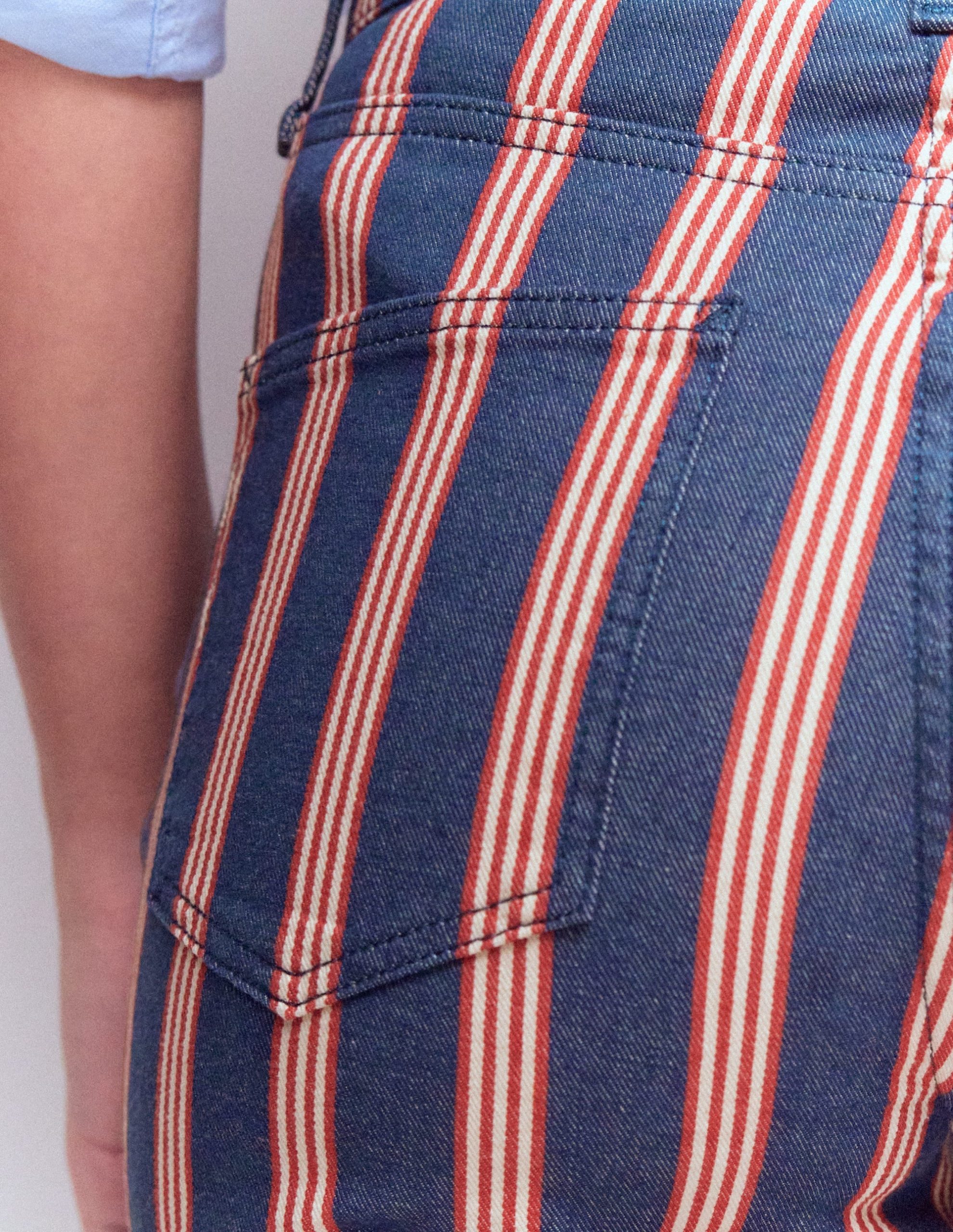 High Rise Straight Jeans-Navy & Red Stripe - Image 2