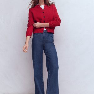Pocket Detail Wide Leg Jeans-Mid Vintage