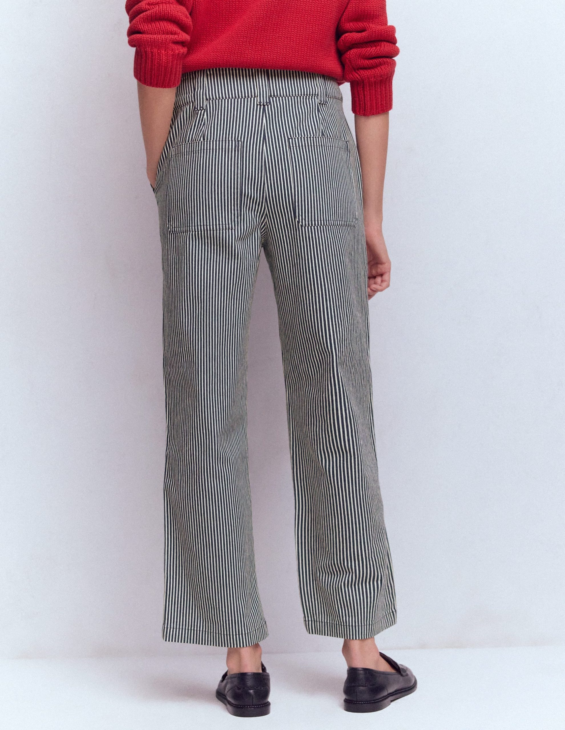 Straight Leg Chino Pants-Blue and Ivory Stripe - Image 3