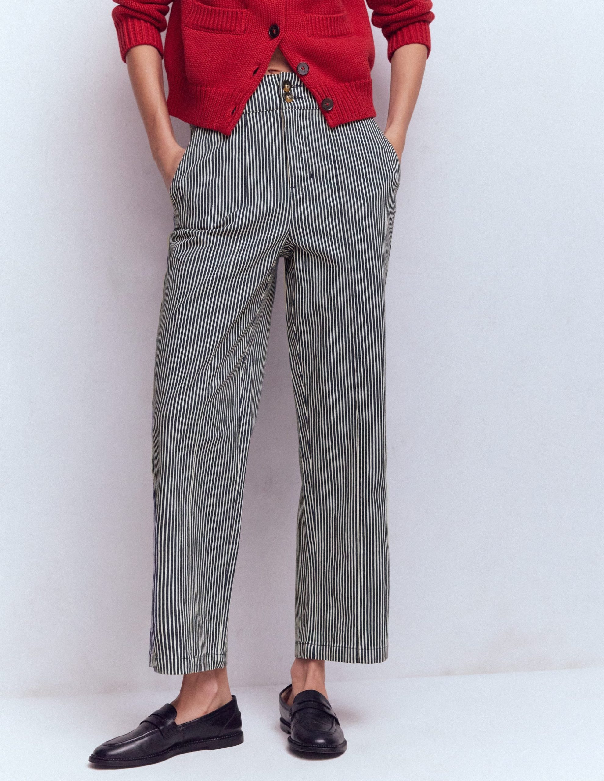 Straight Leg Chino Pants-Blue and Ivory Stripe - Image 4