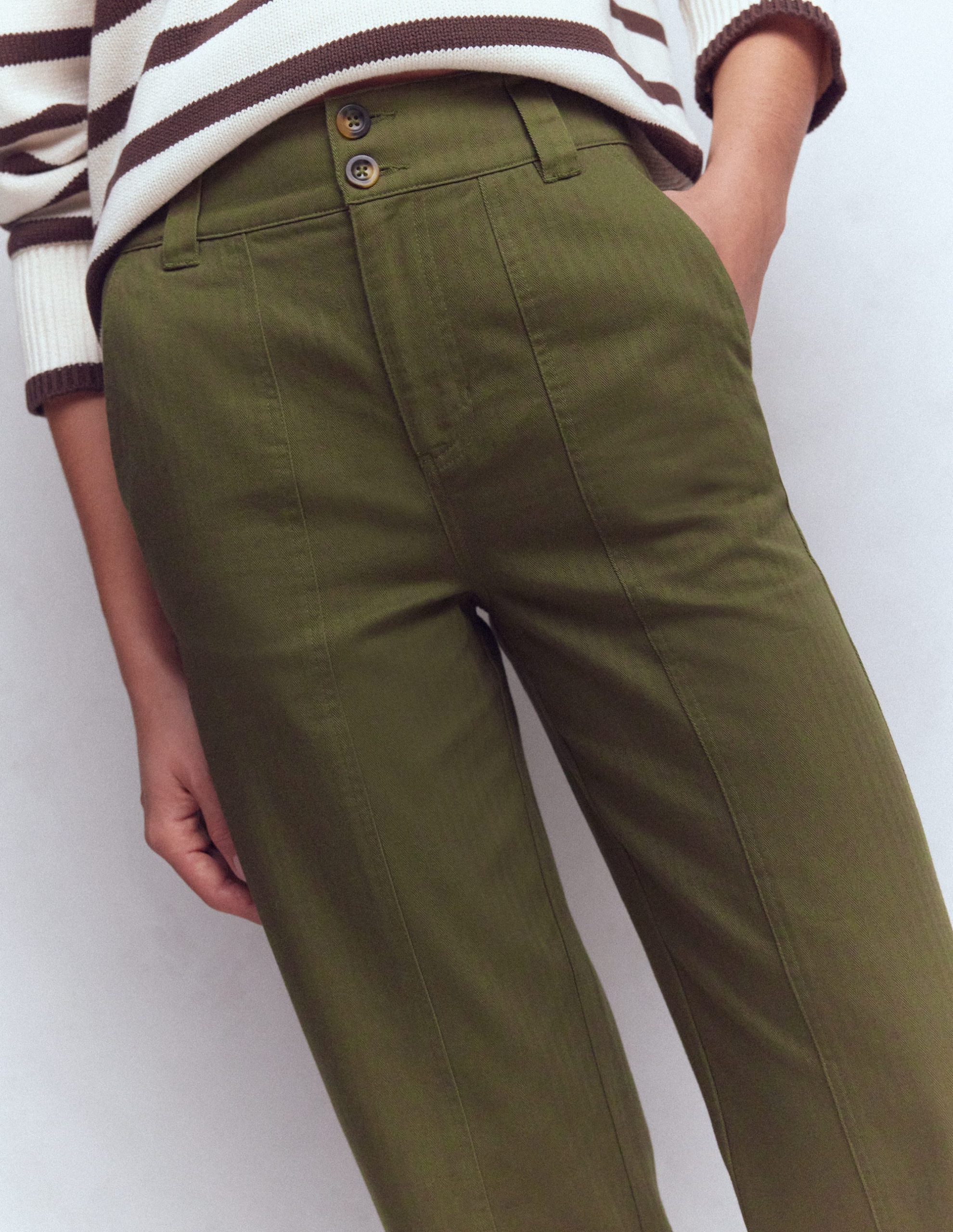 Straight Leg Chino Pants-Woodland Green Herringbone - Image 2
