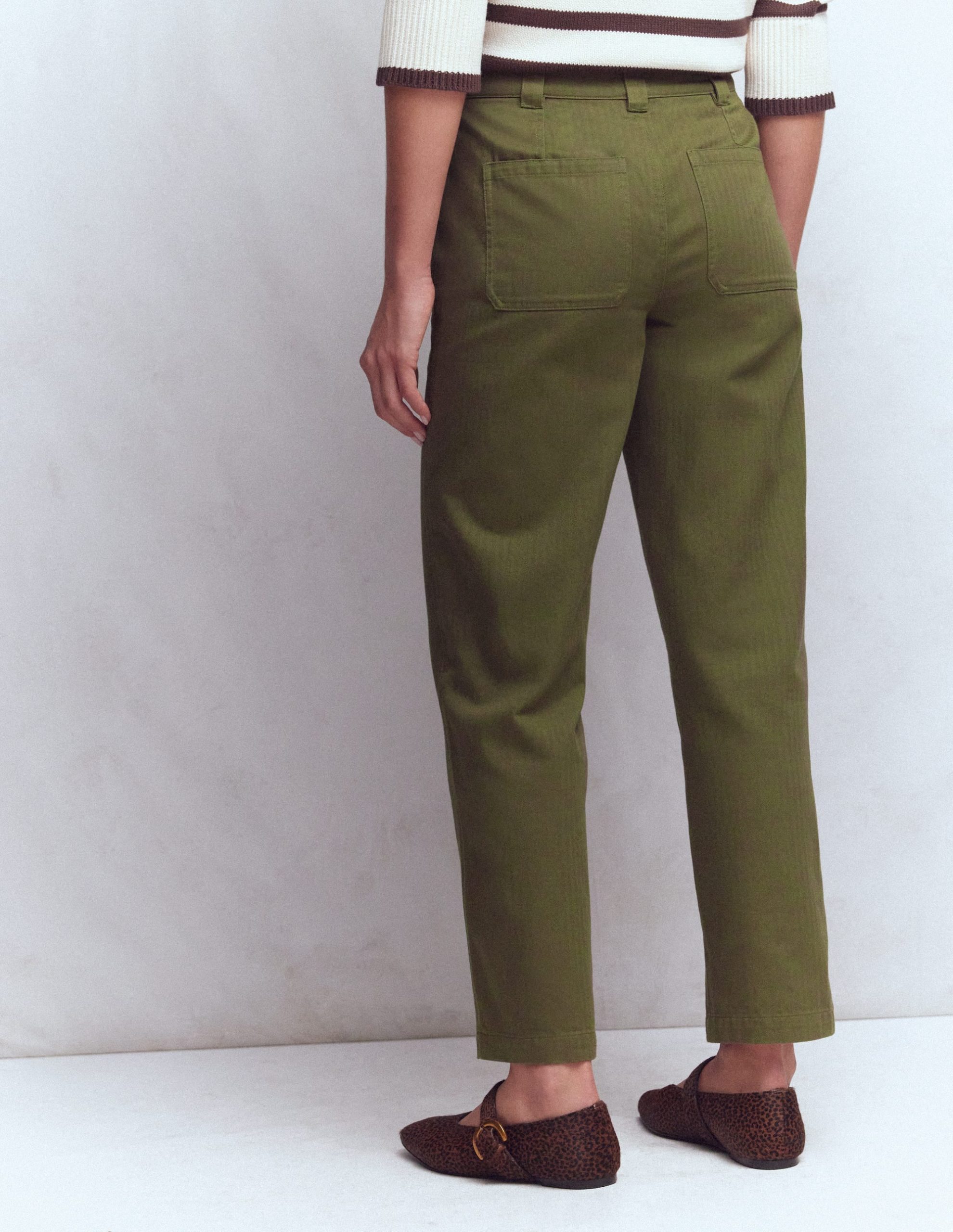 Straight Leg Chino Pants-Woodland Green Herringbone - Image 3