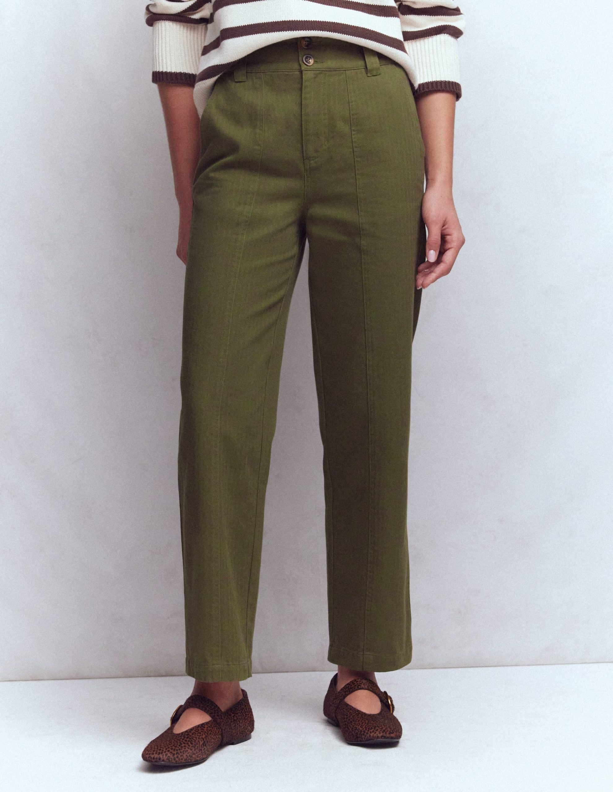 Straight Leg Chino Pants-Woodland Green Herringbone - Image 4