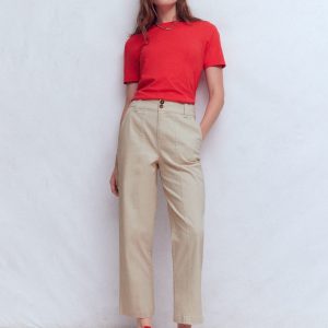 Straight Leg Chino Pants-Almond Milk