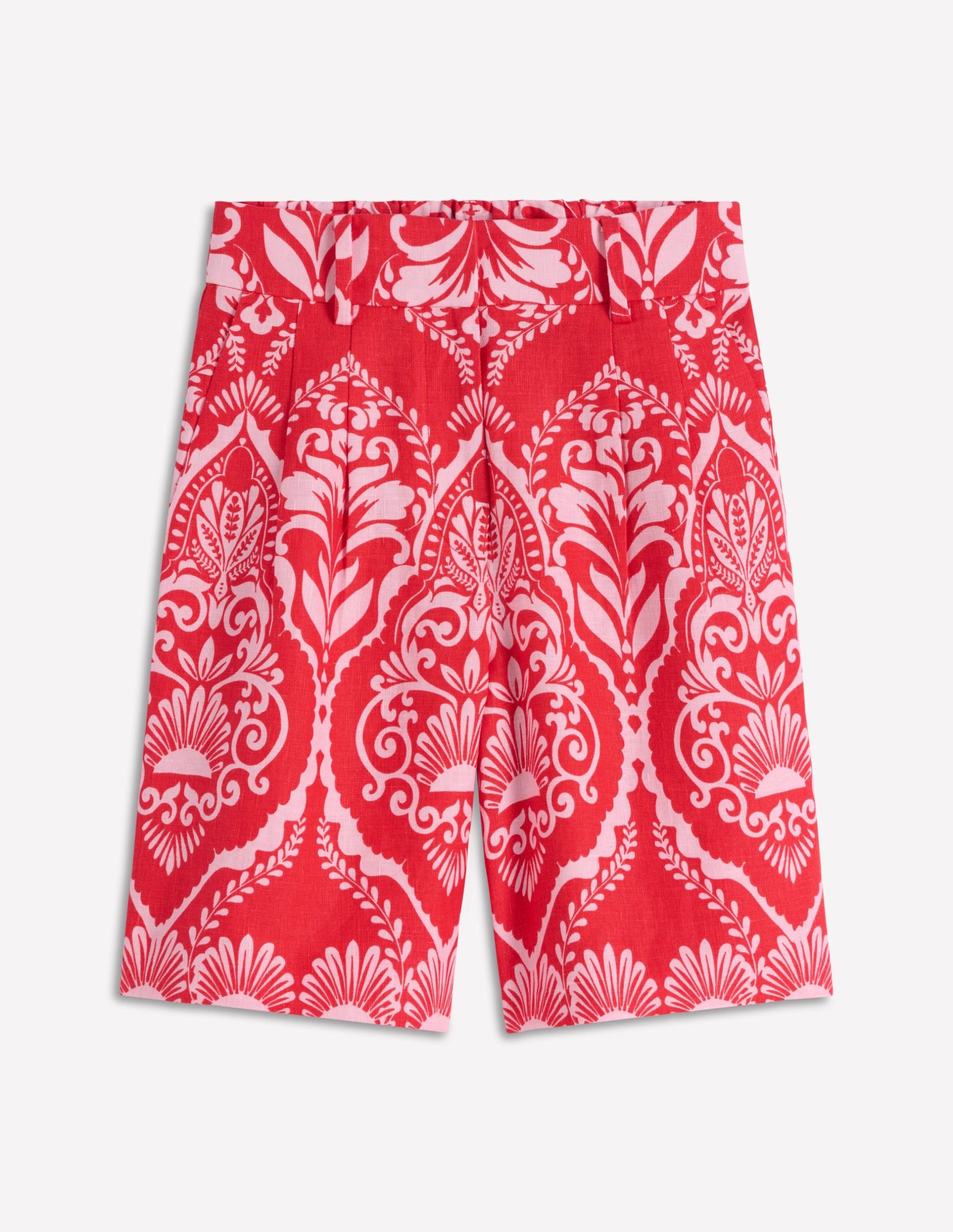 Kensington Linen Shorts-Poppy Red. Ornamental Garden - Image 7