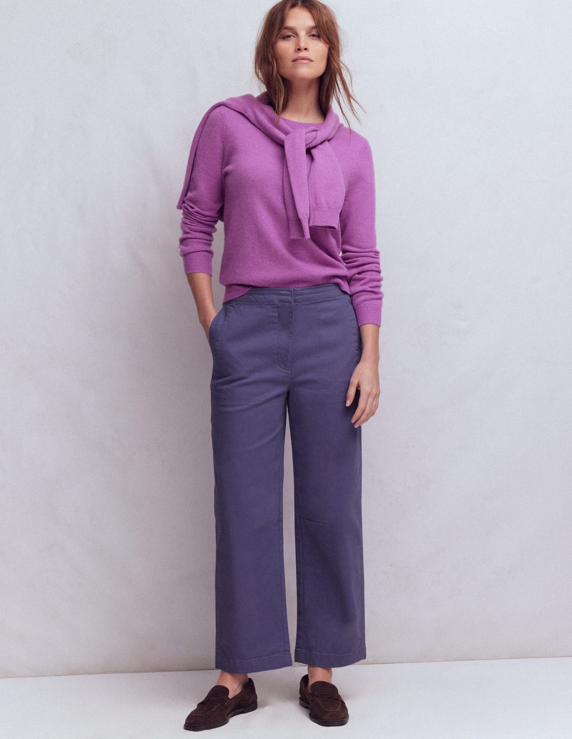 Barrel Leg Chino Pants-Purple Thistle