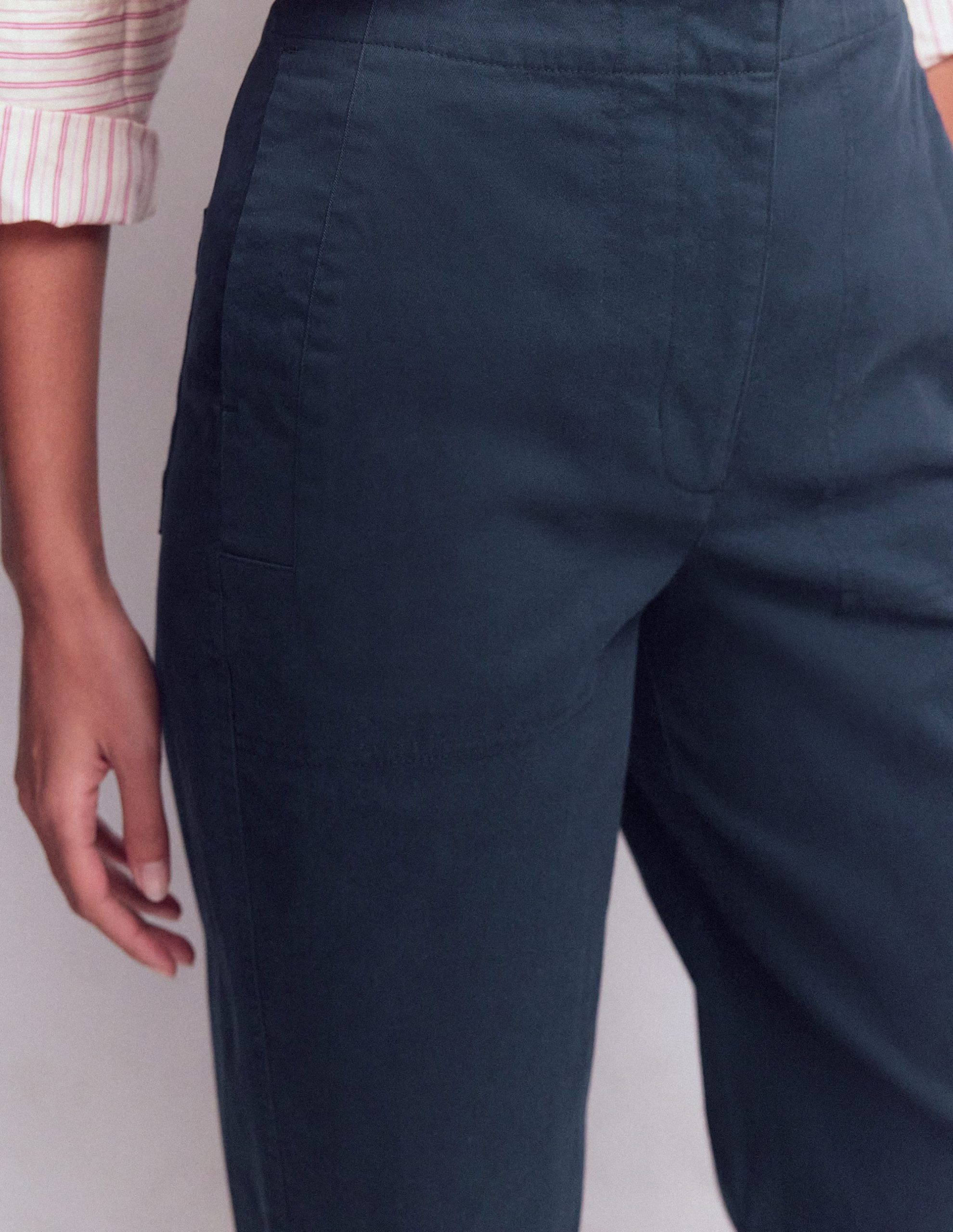 Barrel Leg Chino Pants-Navy - Image 2
