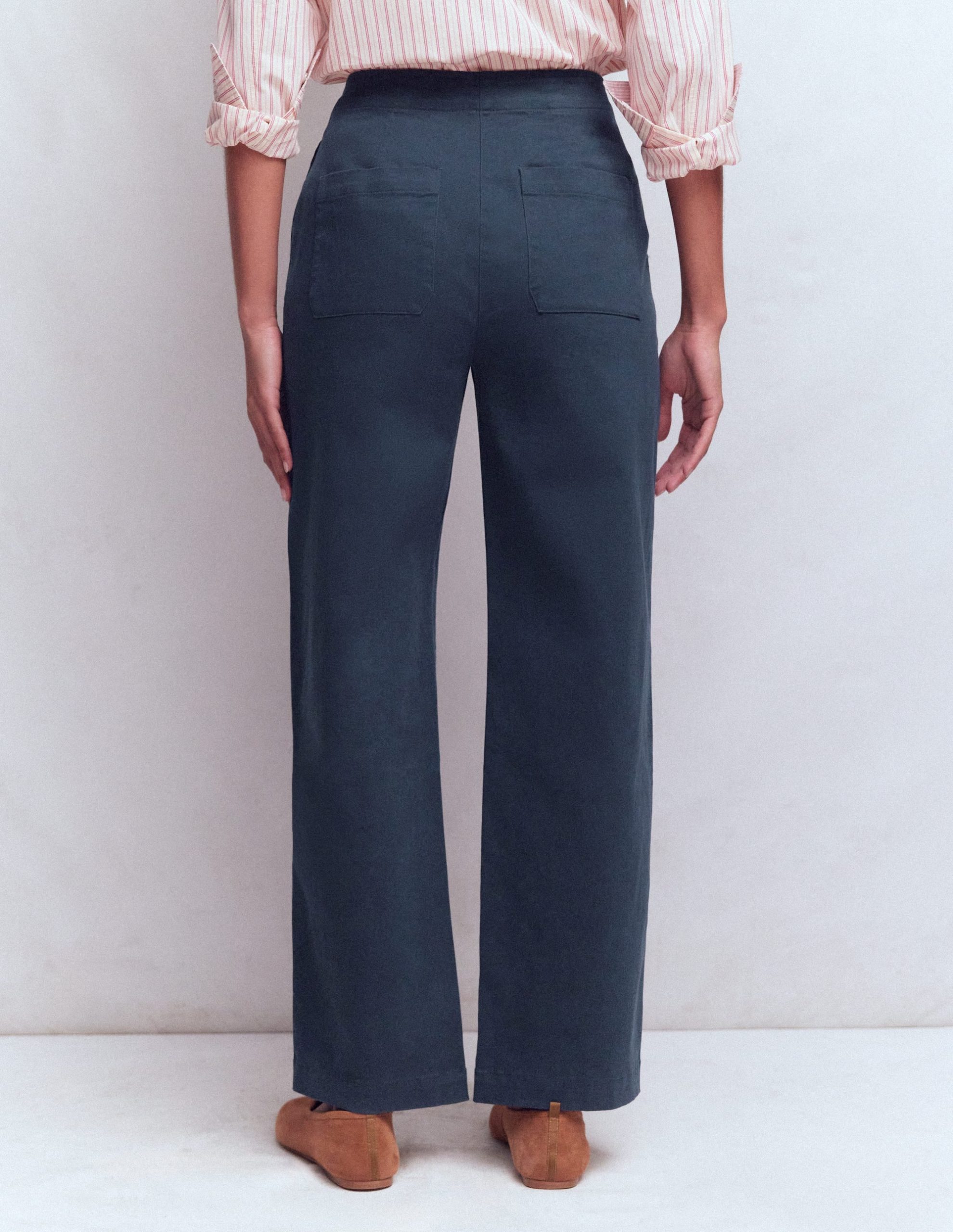 Barrel Leg Chino Pants-Navy - Image 3
