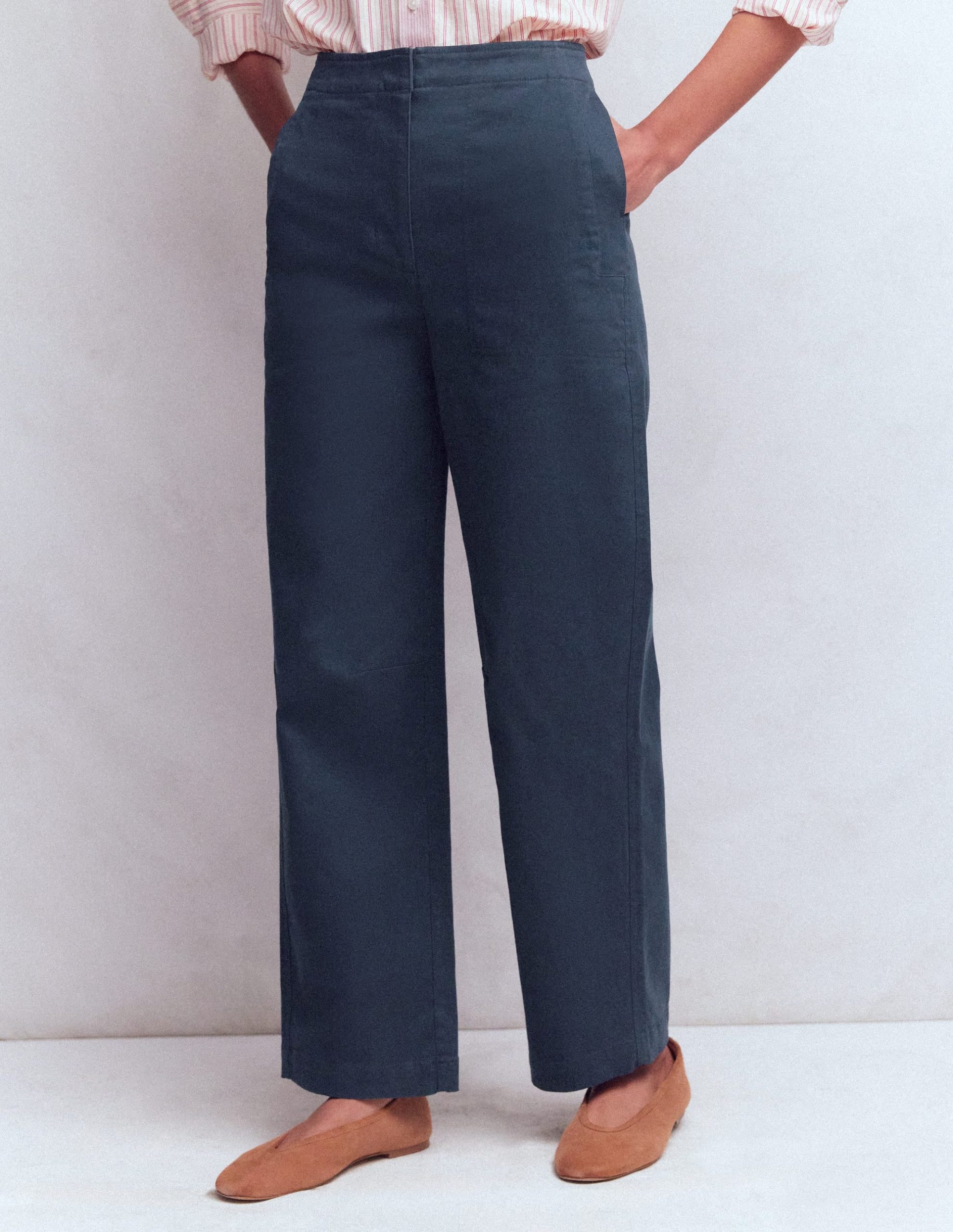Barrel Leg Chino Pants-Navy - Image 4