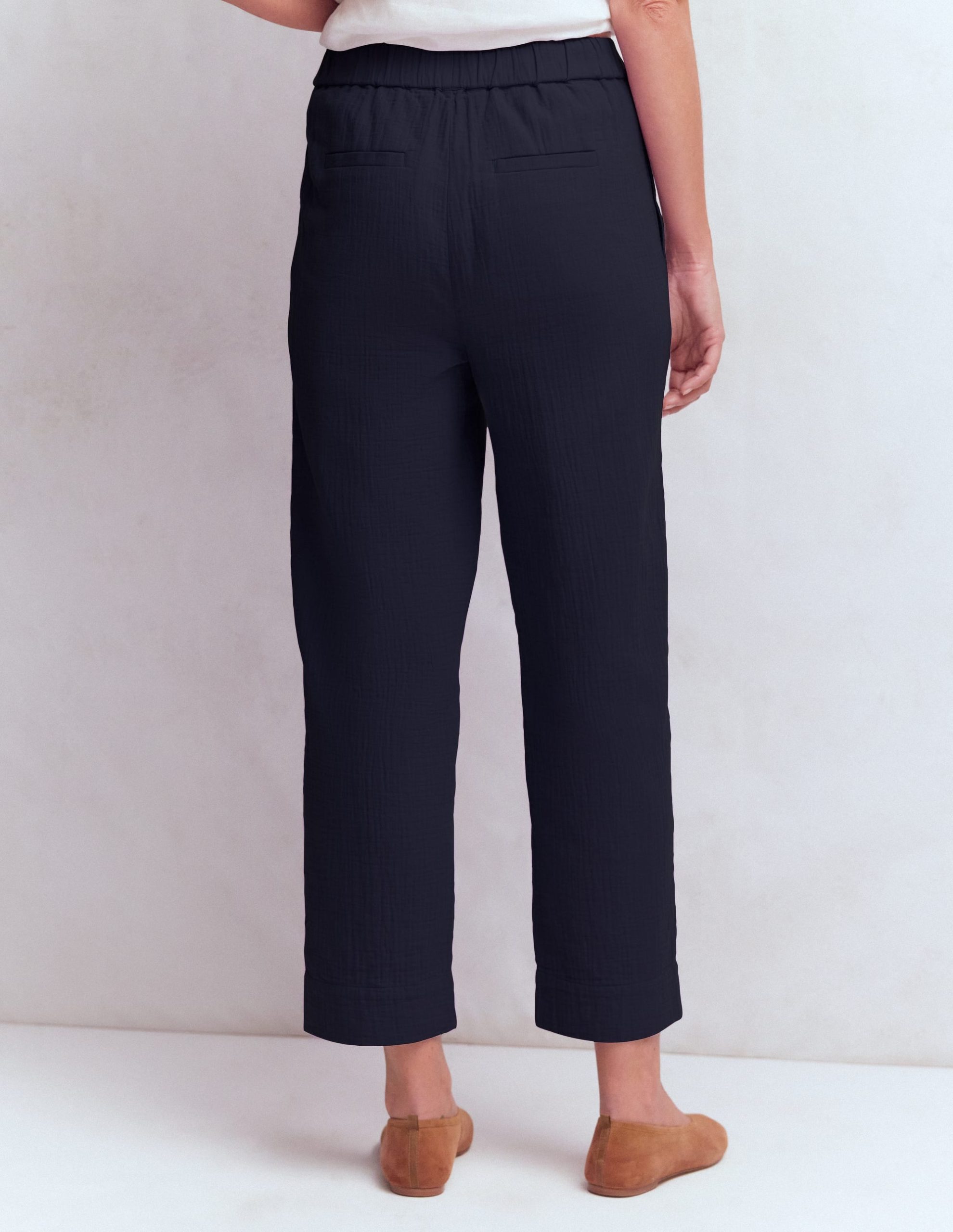 Double Cloth Crop Pants-Navy - Image 3