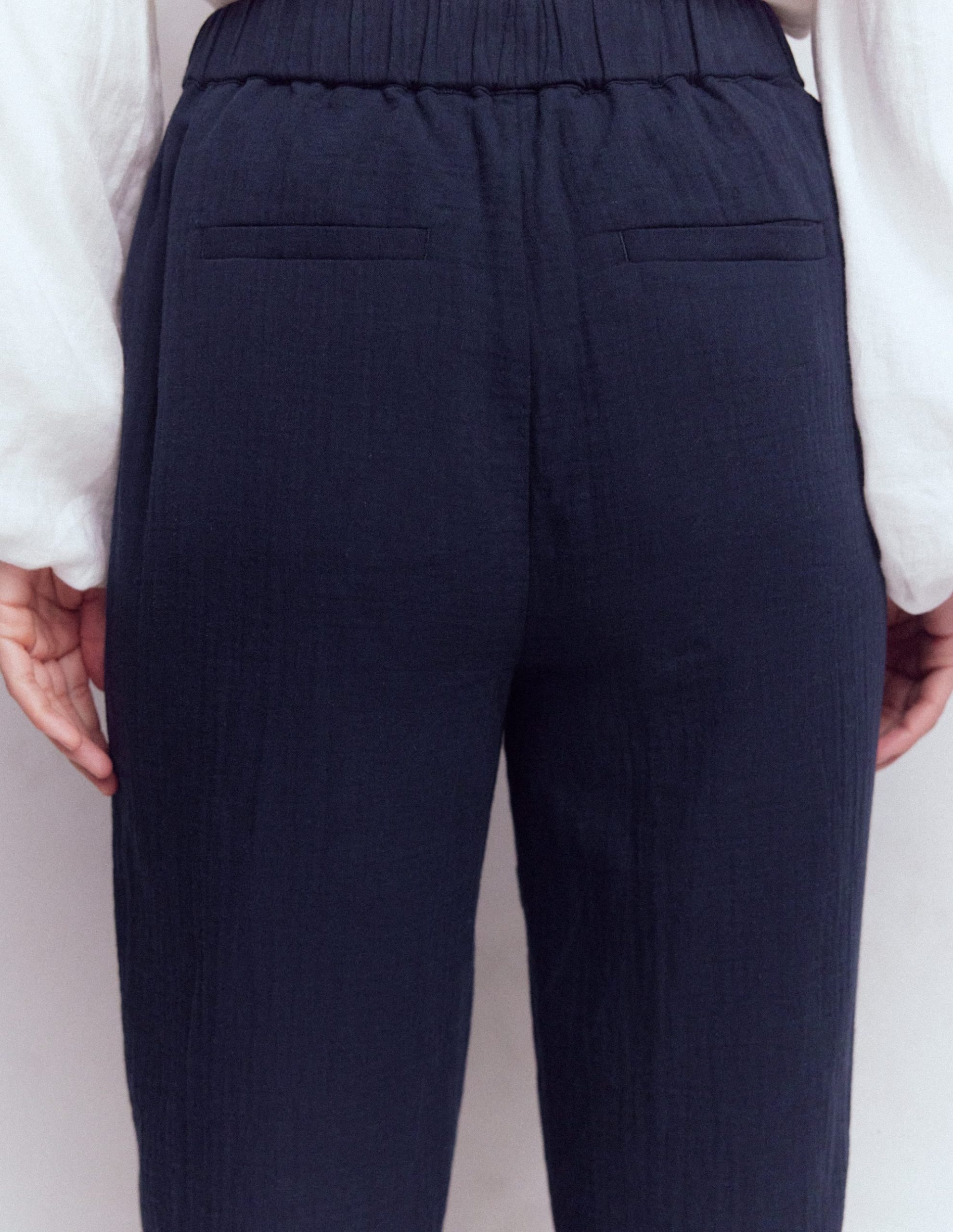 Double Cloth Crop Pants-Navy - Image 5
