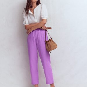 Double Cloth Crop Pants-Amethyst Purple