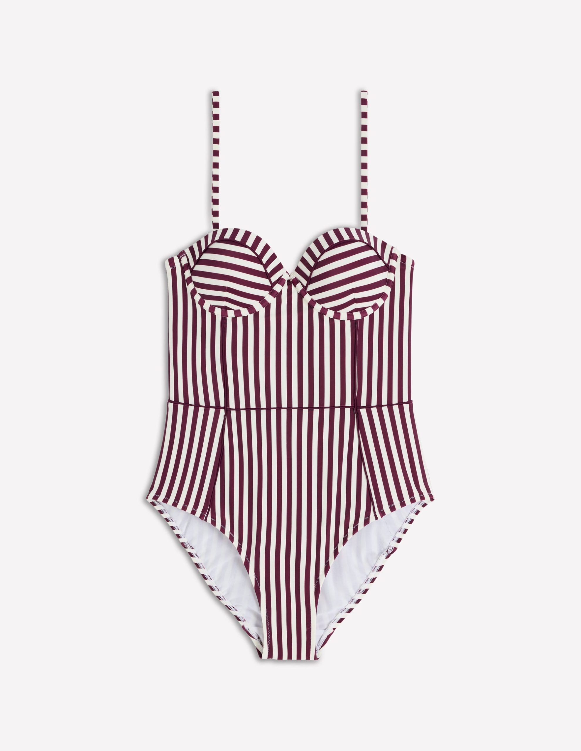 Rhodes Cup Sized Swimsuit-Chocberry. Ivory Stripe - Image 6