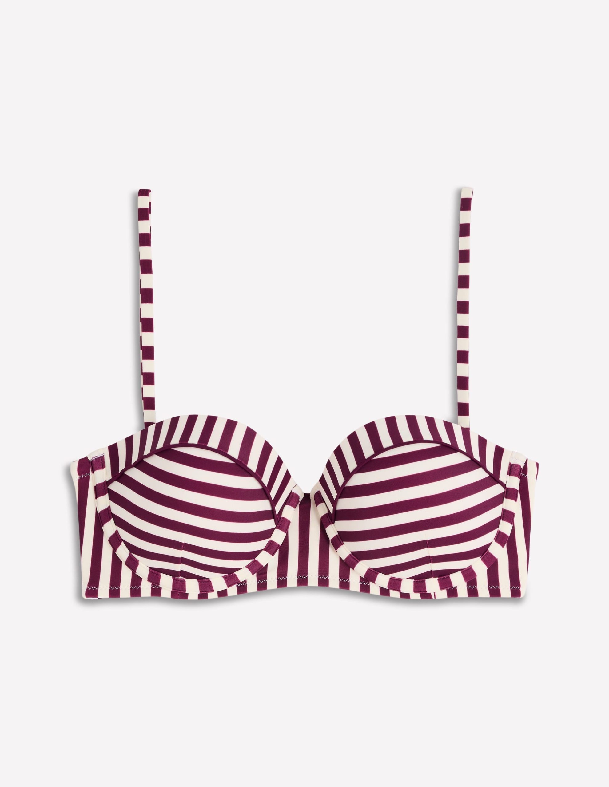 Rhodes Cup Sized Bikini Top-Chocberry. Ivory Stripe - Image 4