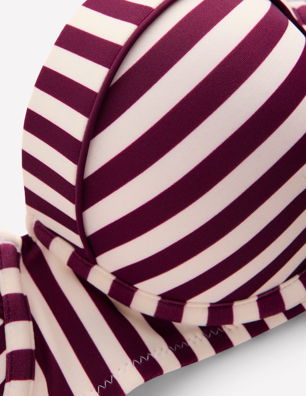 Rhodes Cup Sized Bikini Top-Chocberry. Ivory Stripe - Image 5
