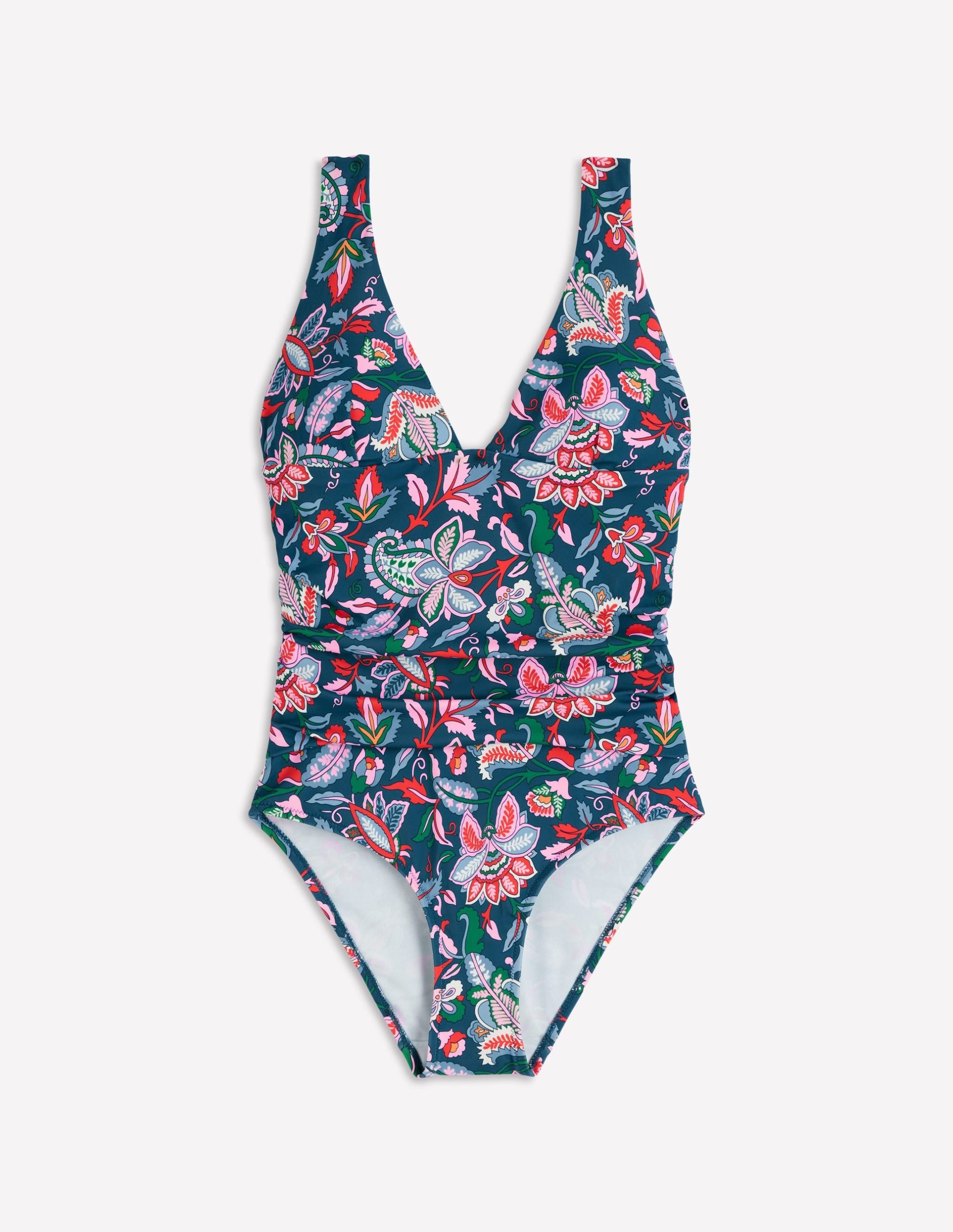 Mykonos Deep V Swimsuit-Dark Blue. Botanical Trail - Image 6