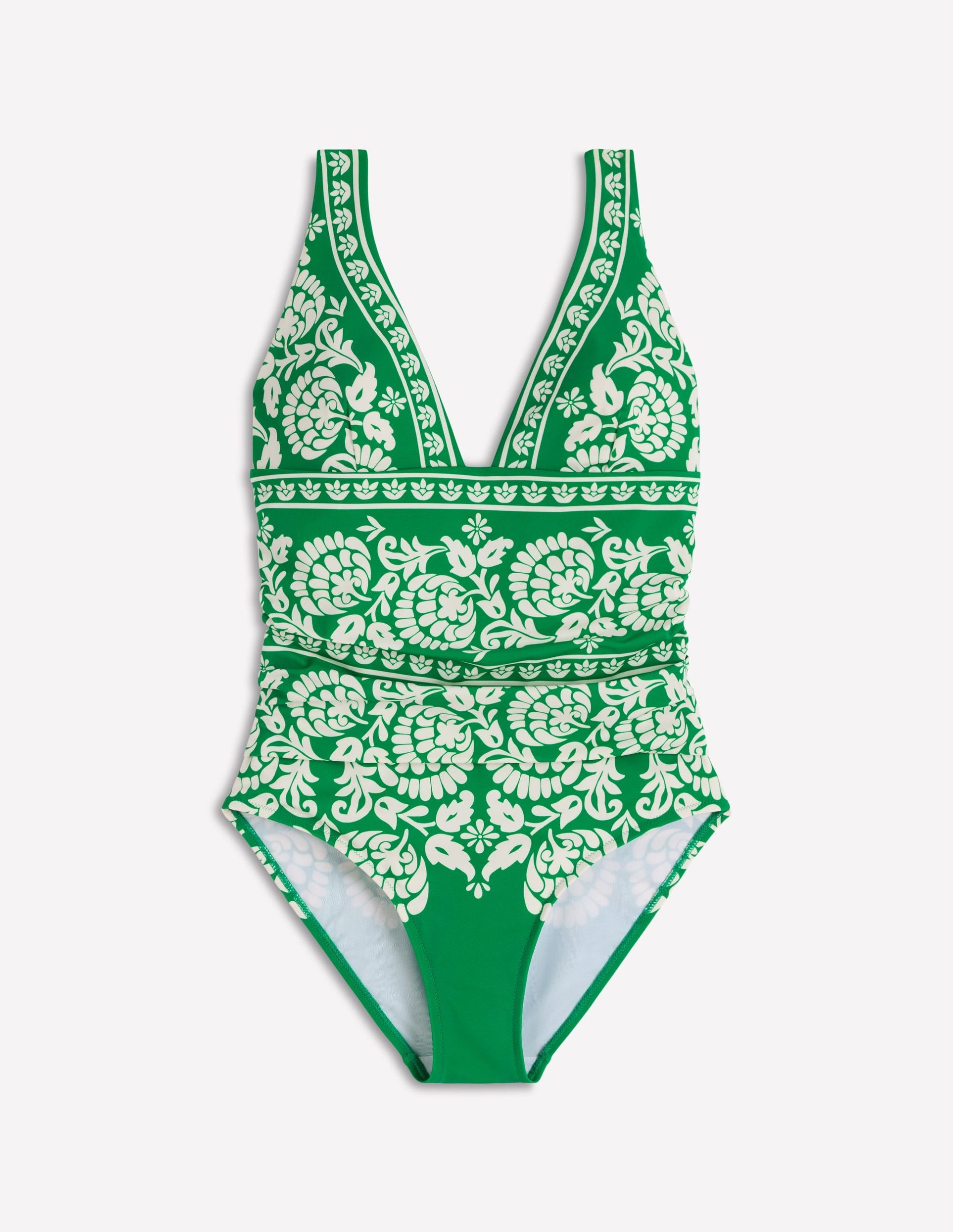Mykonos Deep V Swimsuit-Green. Ornate Floret - Image 5