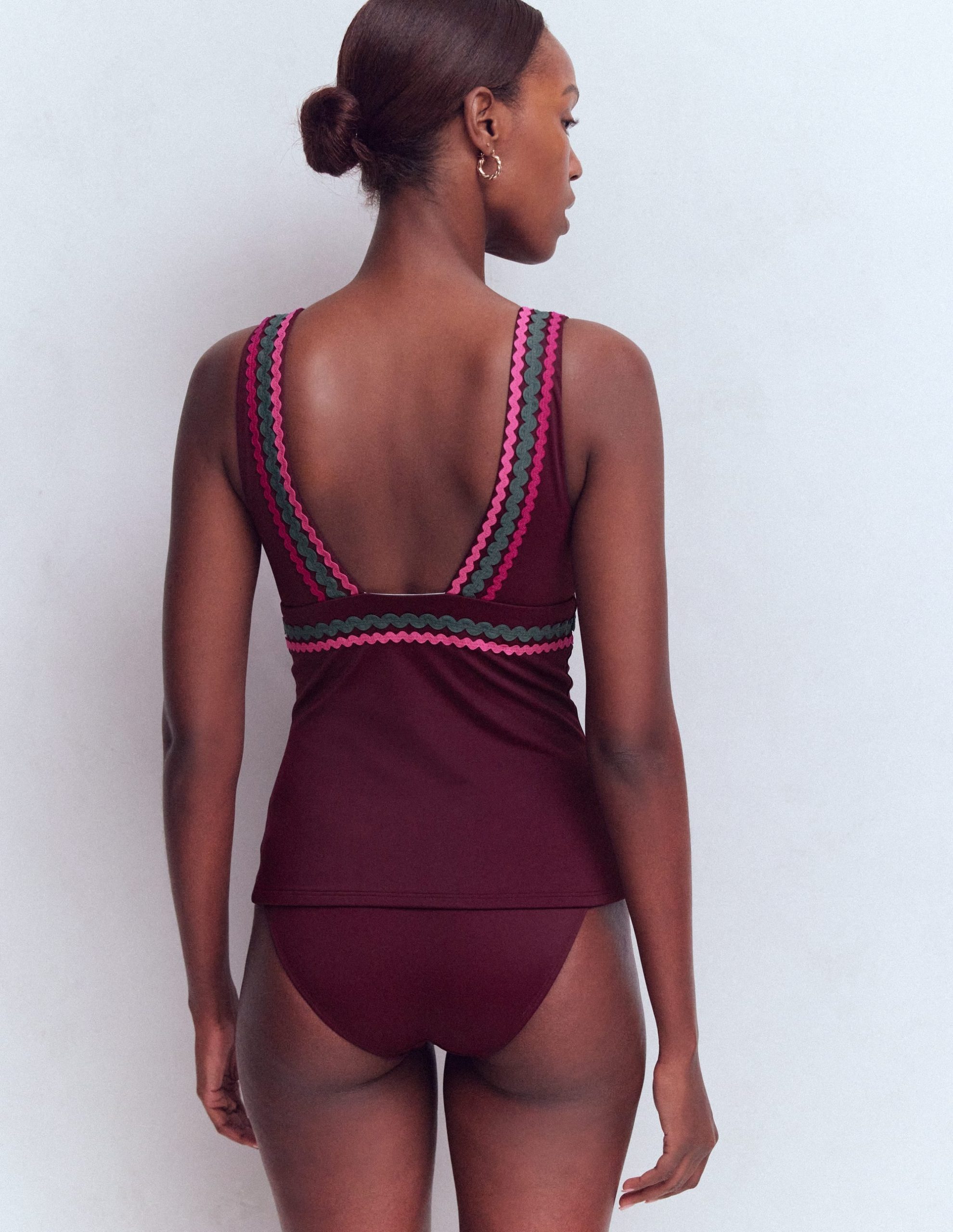Porto Tankini Top-Chocberry. Rik rak - Image 3
