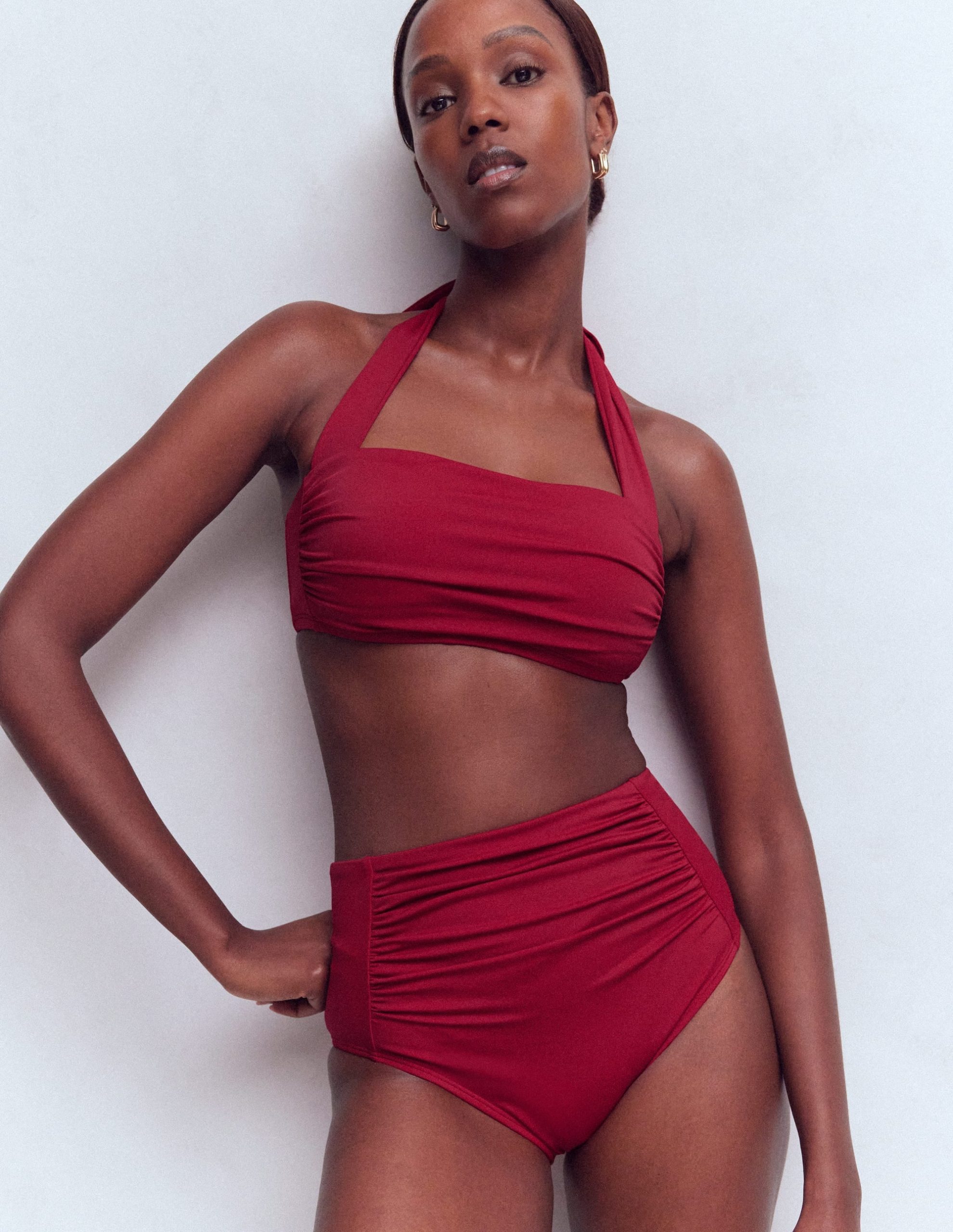 Kythira Ruched Bikini Top-Merida Red