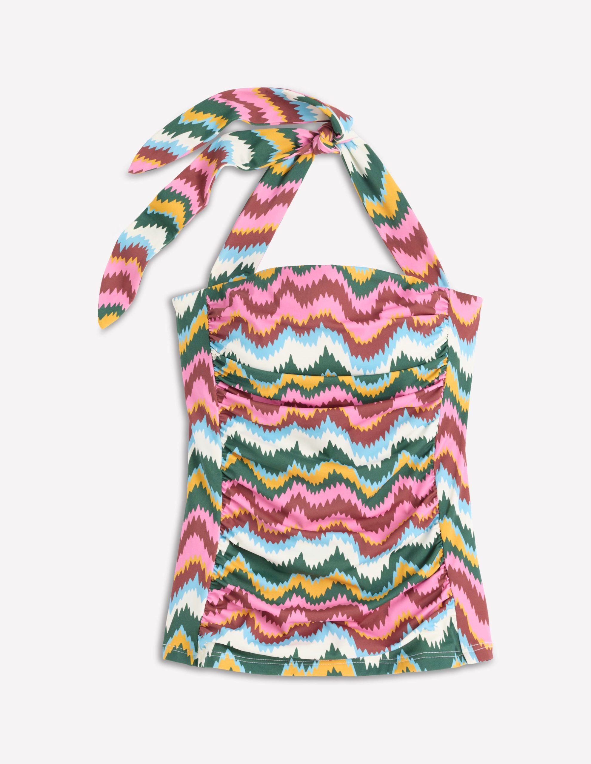 Kythira Ruched Tankini Top-Multi Zig zag wave - Image 6