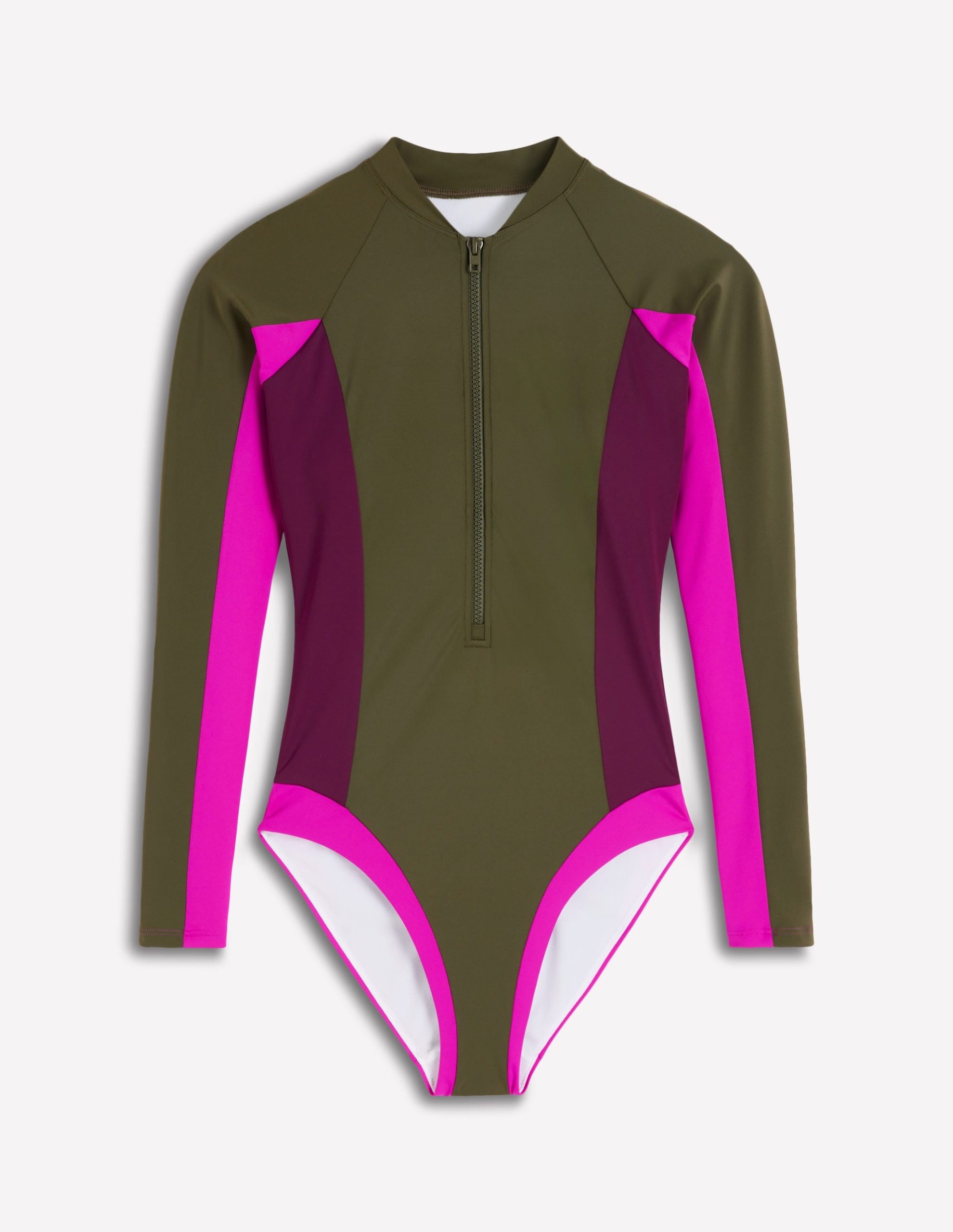 Rash Guard Swimsuit-Khaki. Colourblock - Image 5