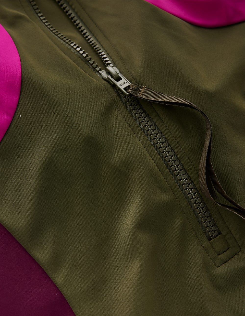 Sporty High Neck Swimsuit-Khaki. Colourblock - Image 7