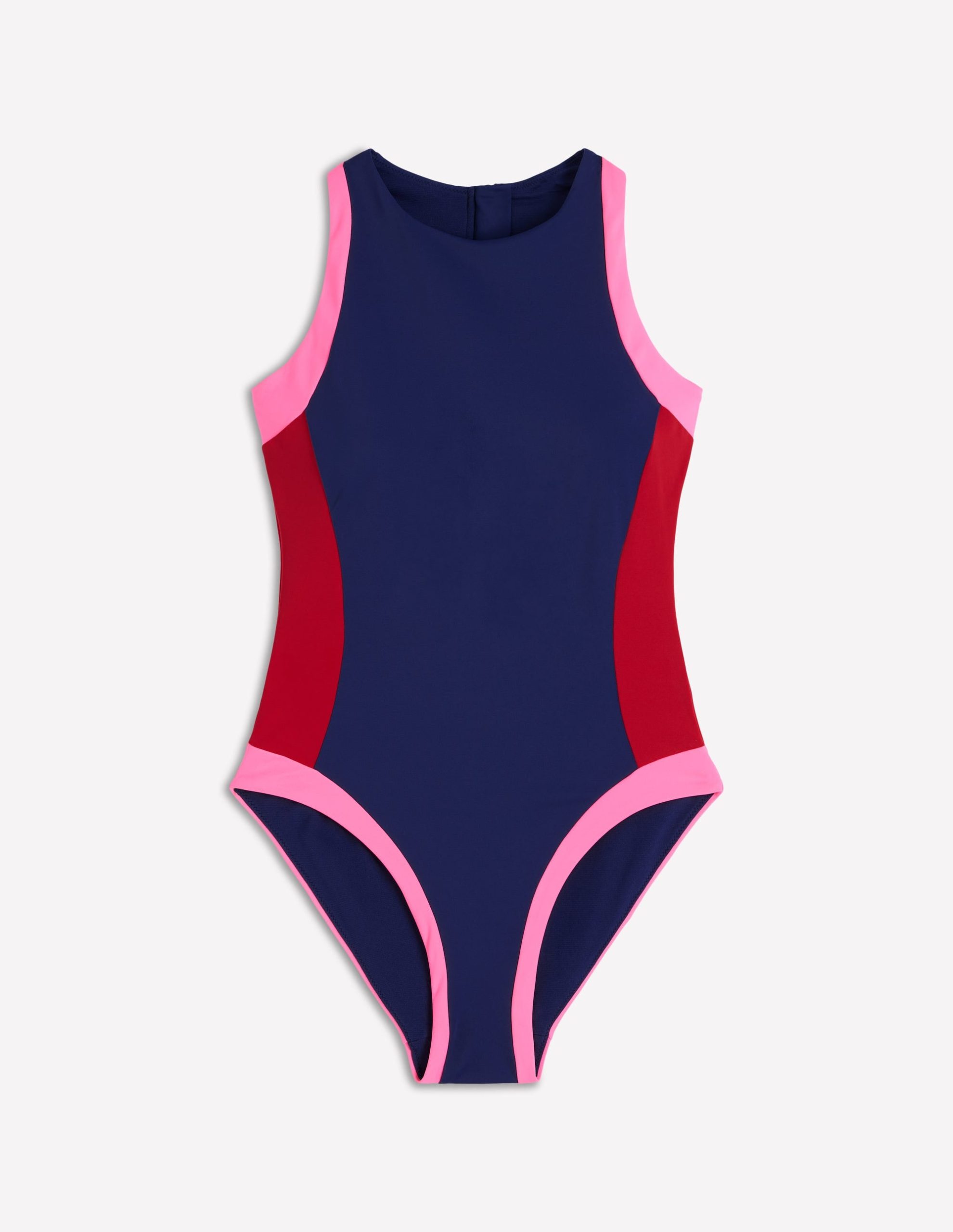 Sporty High Neck Swimsuit-Navy. Colourblock - Image 6