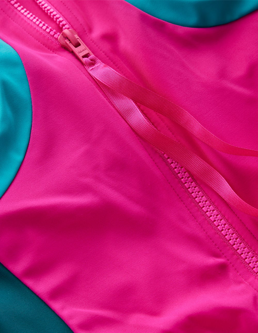 Sporty High Neck Swimsuit-Pink. Colourblock - Image 7