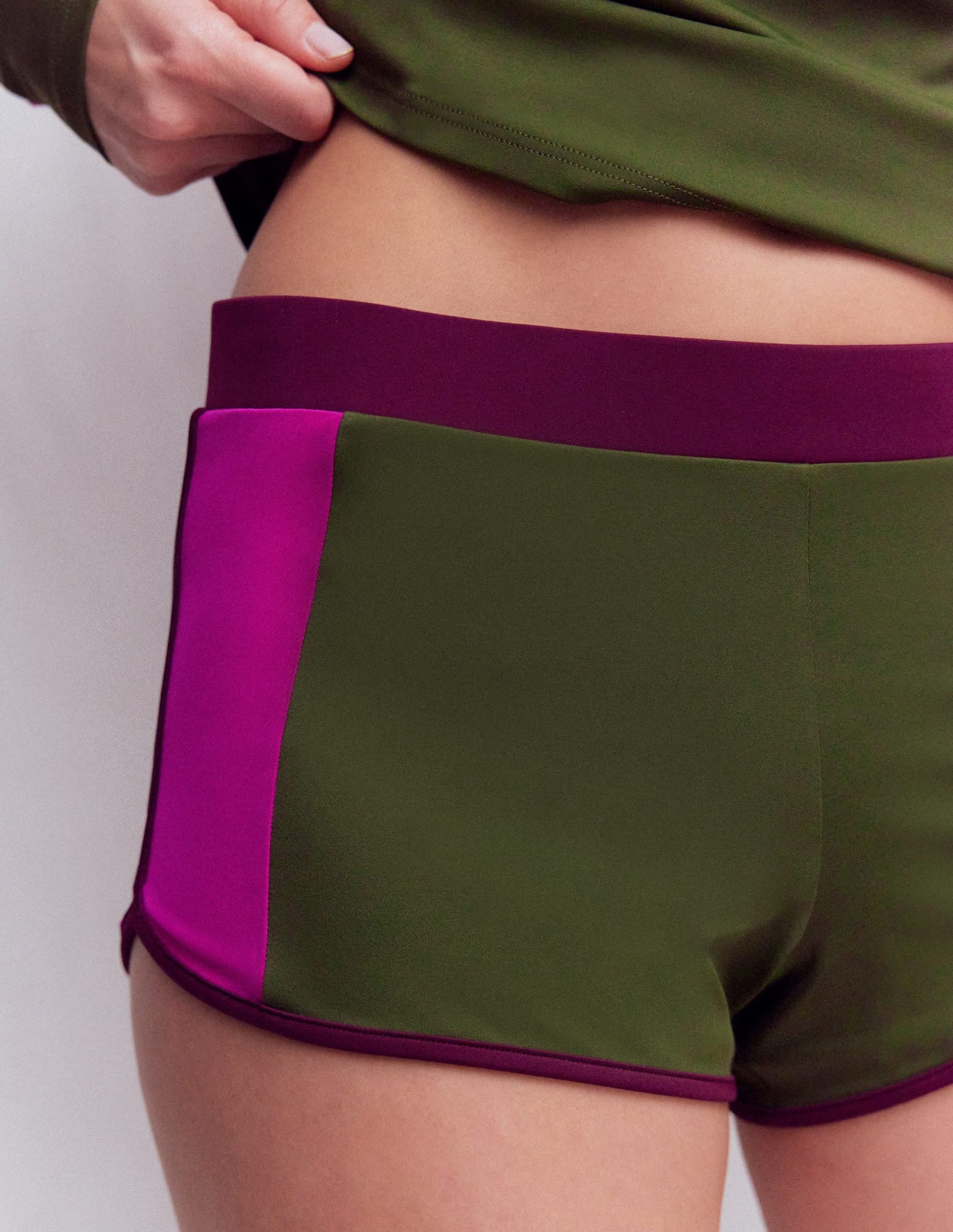 Rash Guard Swim Shorts-Khaki. Colourblock - Image 2