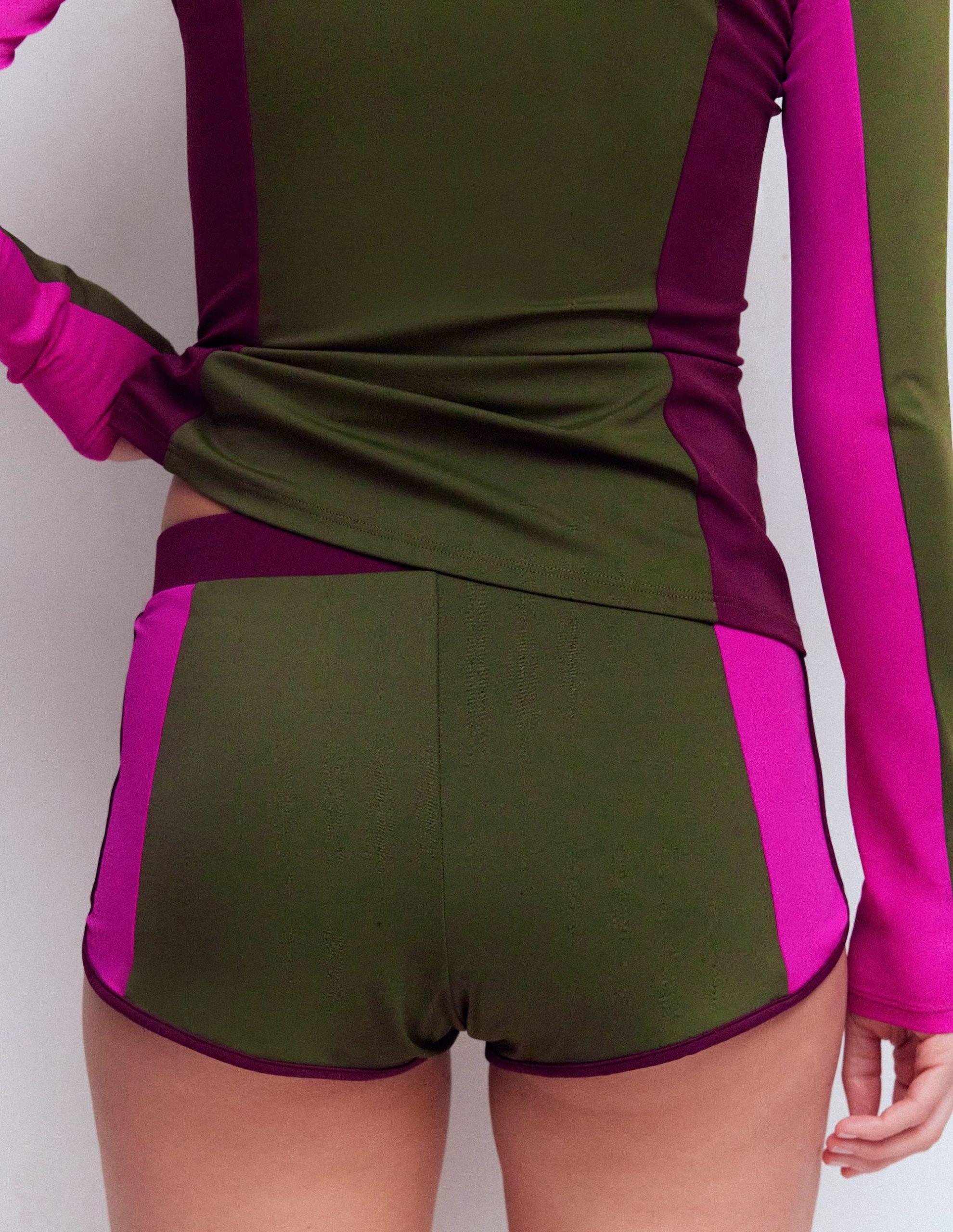 Rash Guard Swim Shorts-Khaki. Colourblock - Image 3