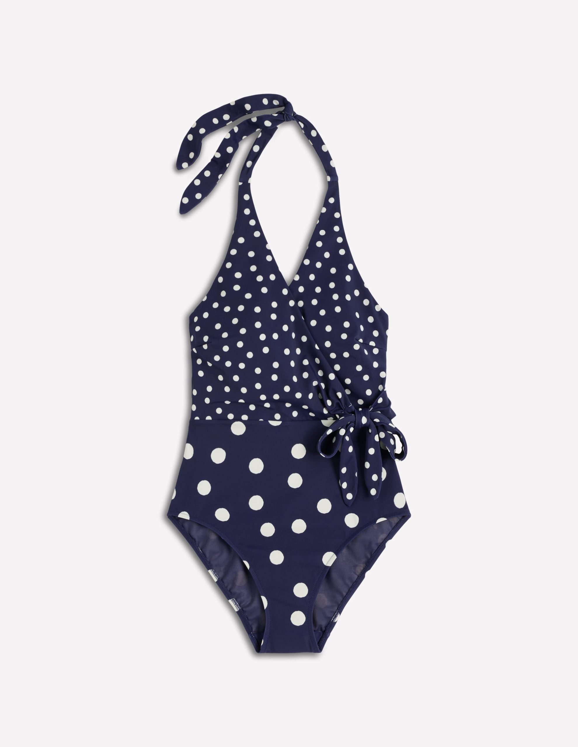 Tilos Tie Side Swimsuit-French Navy. Painted Dot - Image 8