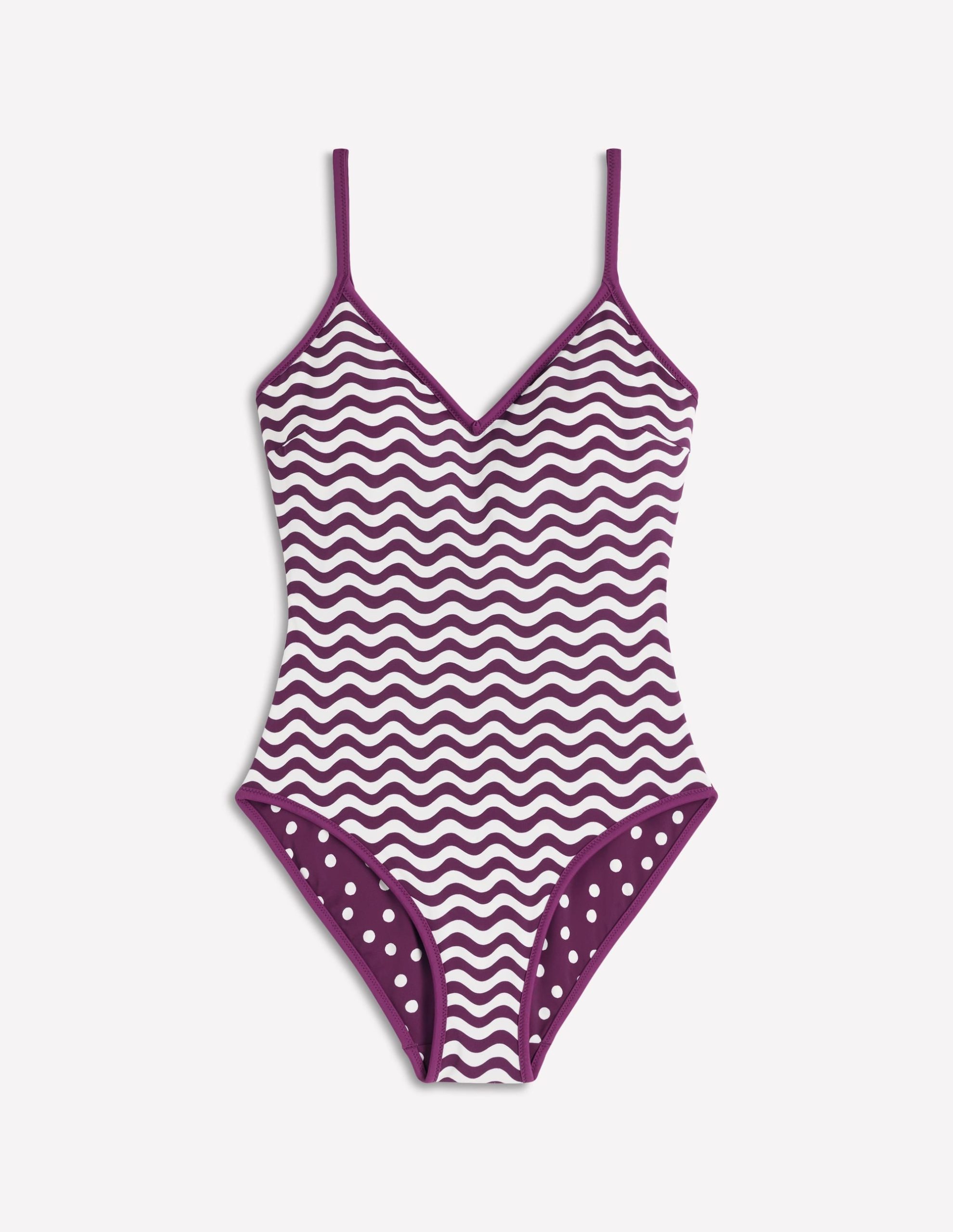 Symi Reversible Swimsuit-Chocberry. Stripe & Dot - Image 5
