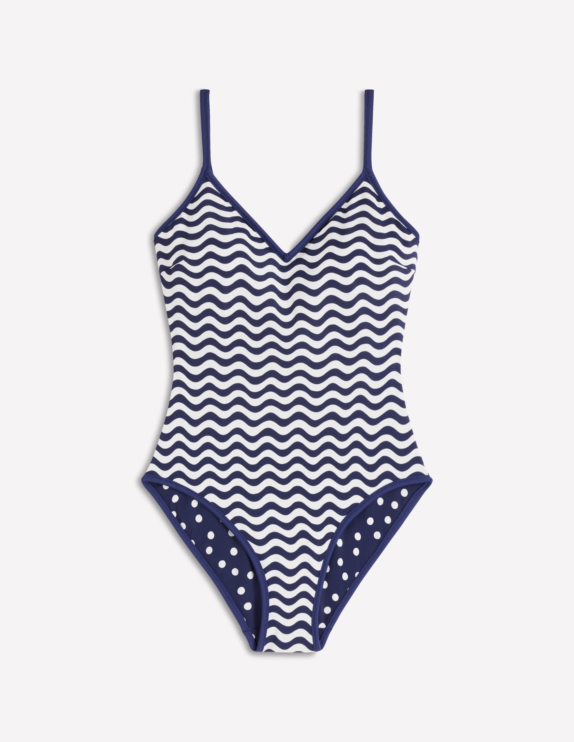 Symi Reversible Swimsuit-Navy. Stripe & Dot - Image 5