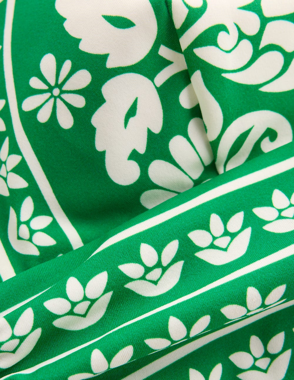 Mykonos Deep V Bikini Top-Rich emerald. ornate floret - Image 8