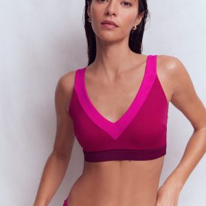 Campania Cross-back Bikini Top-Fuchsia. Chocberry