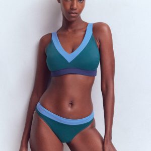 Campania Bikini Bottoms-Navy. Green. Blue Colourblock