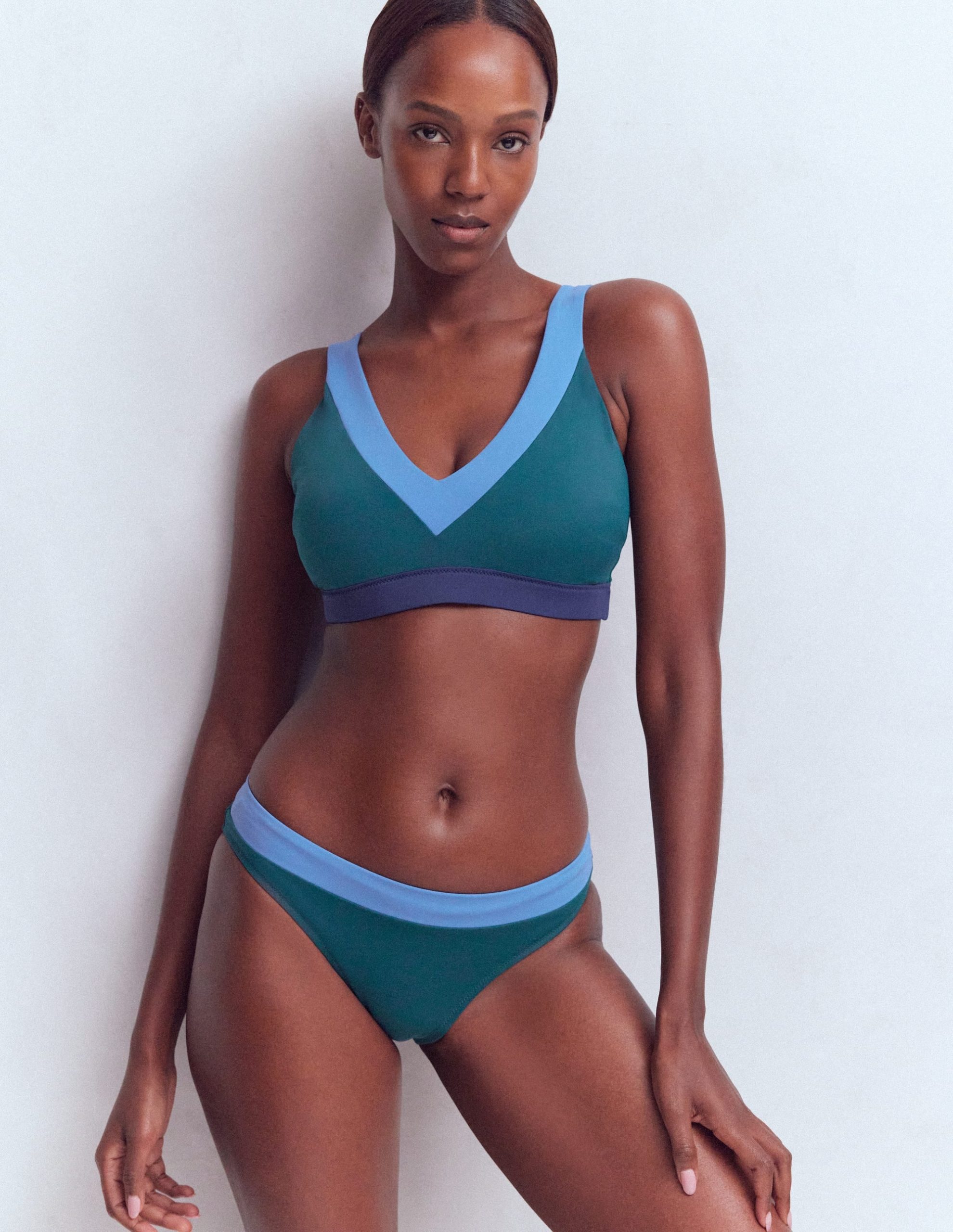 Campania Bikini Bottoms-Navy. Green. Blue Colourblock