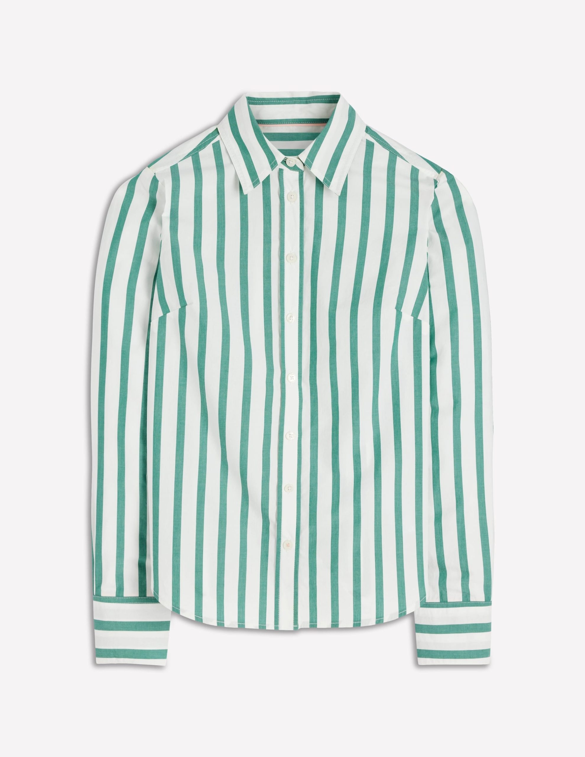 Sienna Cotton Shirt-Green and Ivory Stripe - Image 7